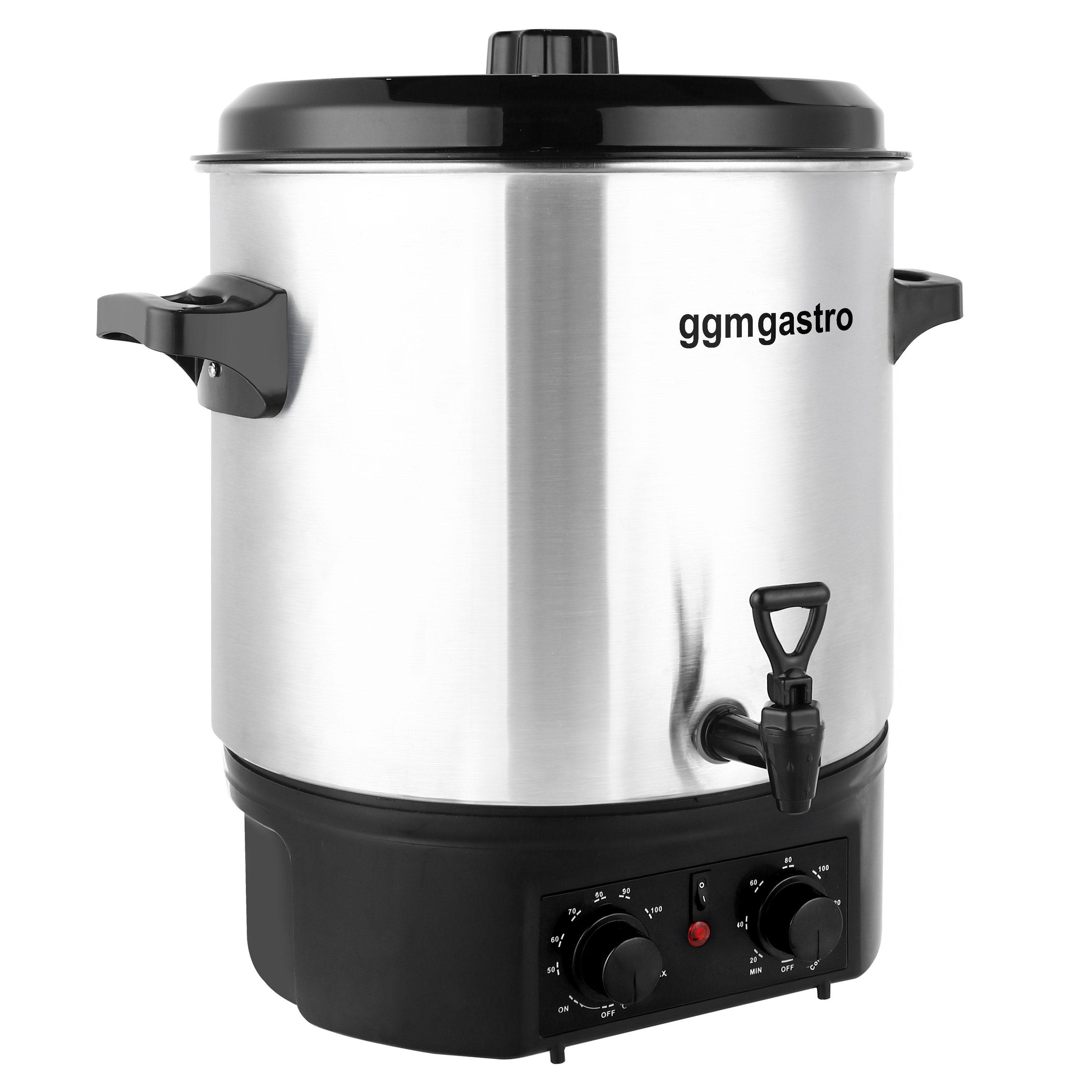 Distributeur de boissons chaudes professionnel - 27L - 2kW - Réglage de température en continu 30–110°C - Acier inoxydable - avec robinet de vidange et Minuteur numérique