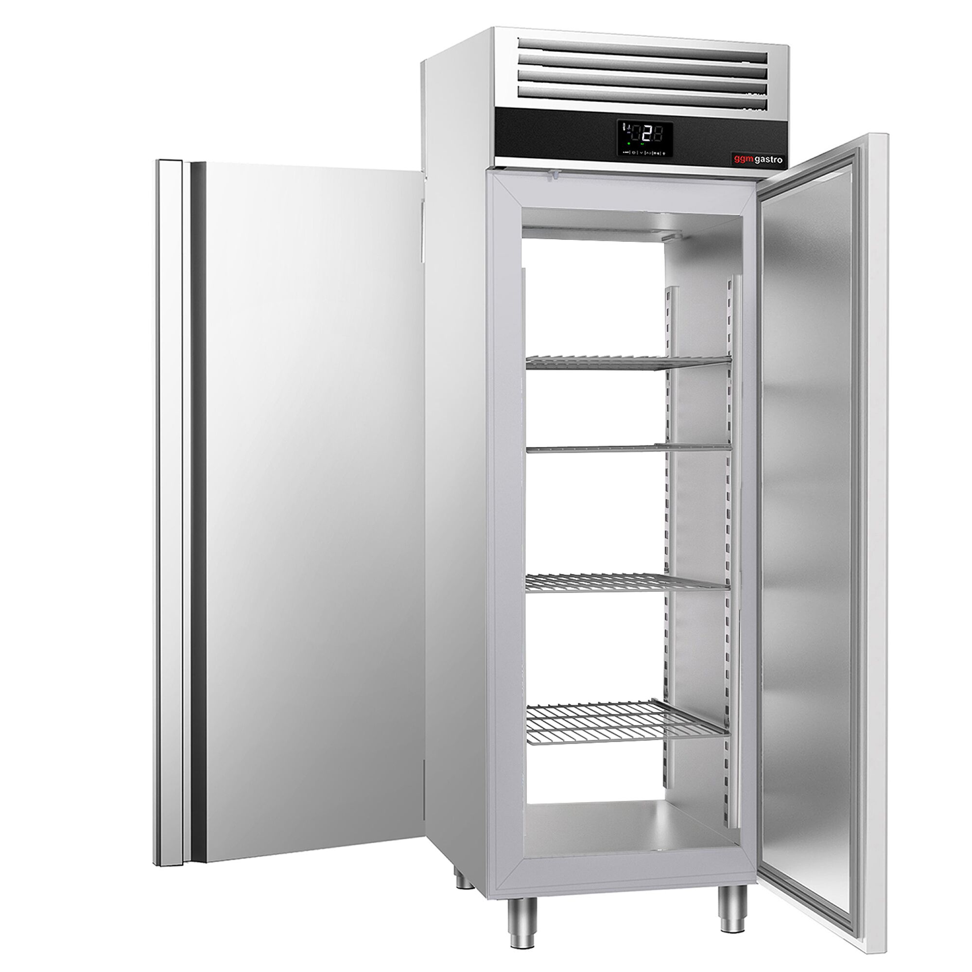 Armoire réfrigérée positive Inox AISI 304 PREMIUM - GN 2/1 - 700 L - avec 1 porte avant & 1 porte arrière & 3 glissières & 3 grilles GN 2/1