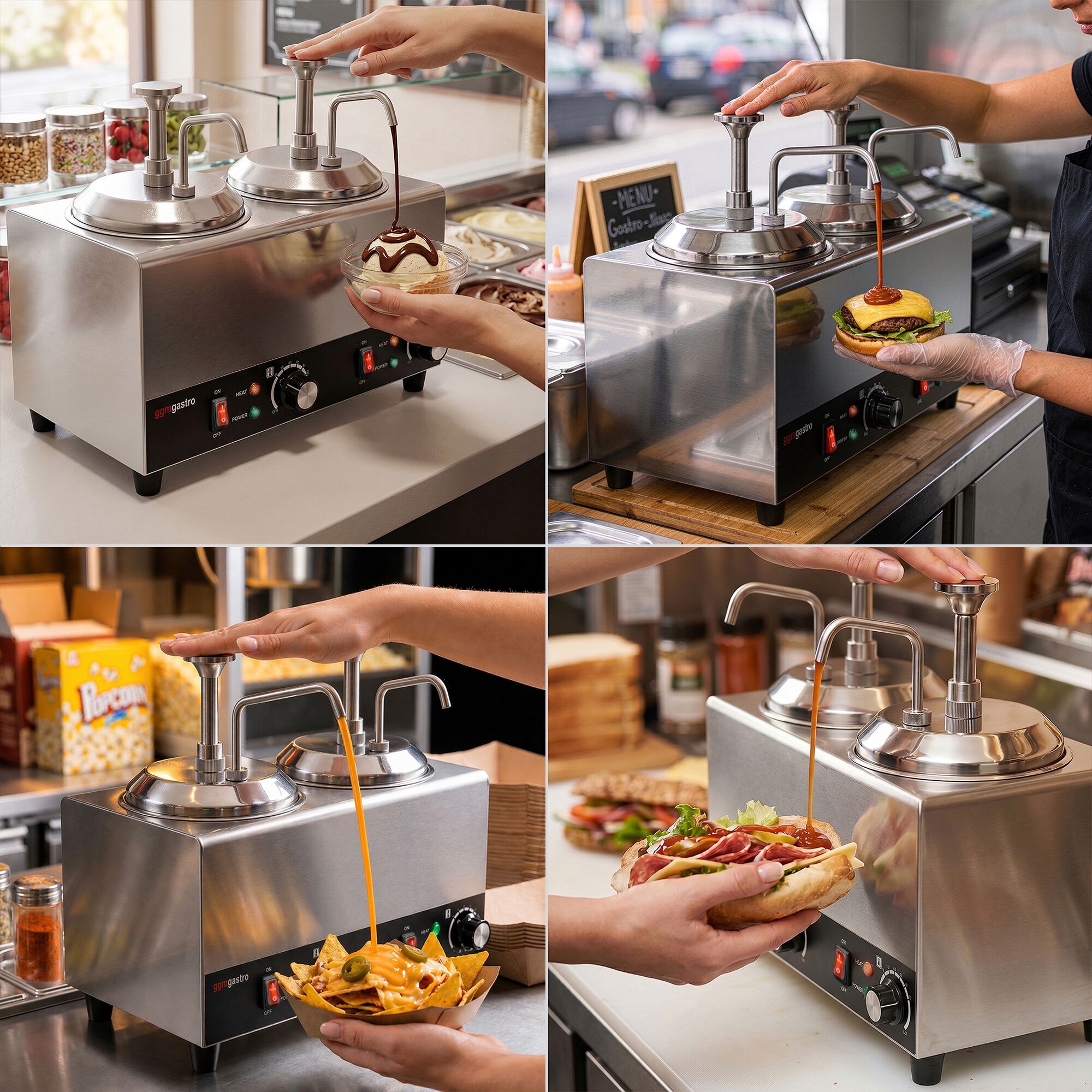 Distributeur de sauces chauffant - 1,2 kW - 2x 1,7 litres - incl. insert