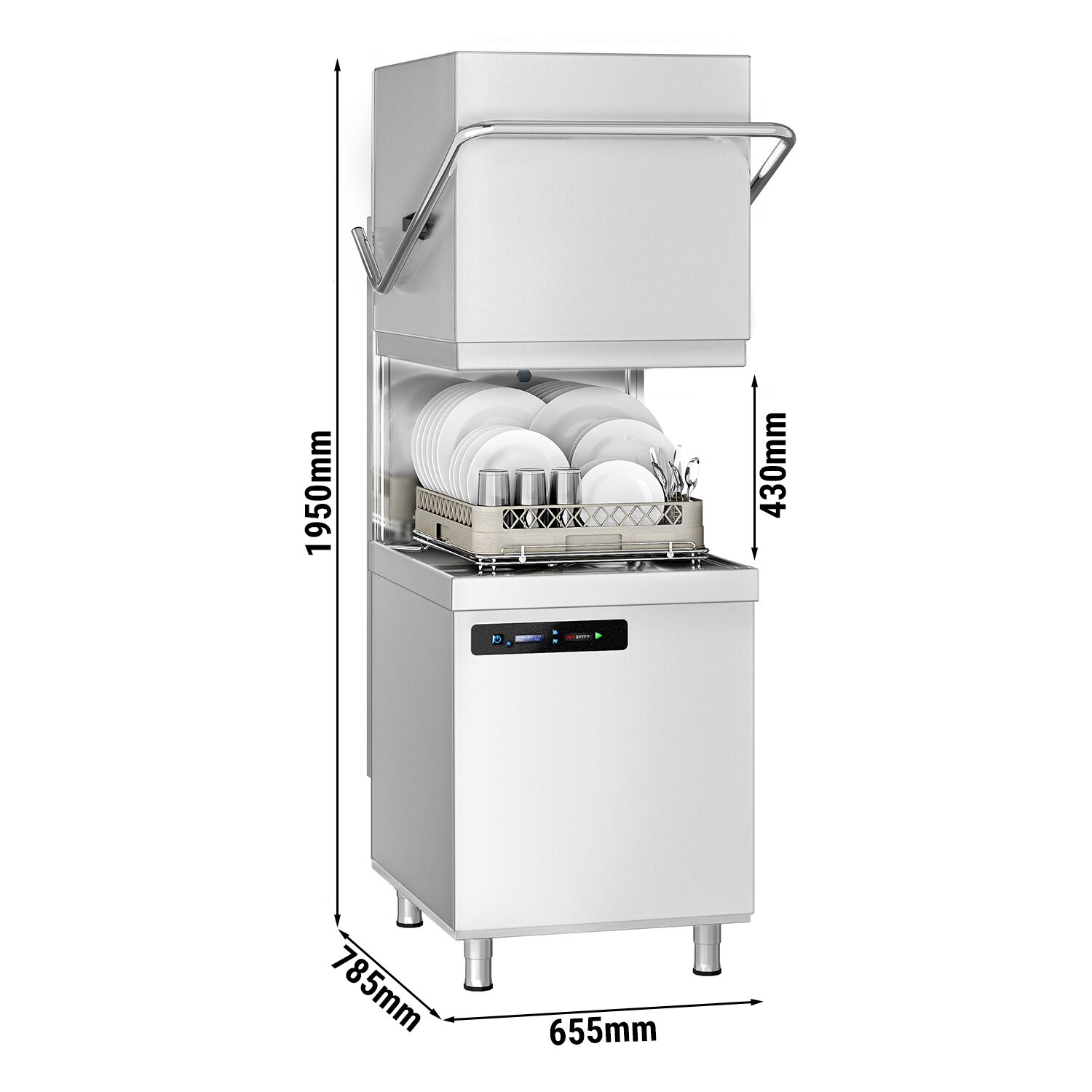 Lave-vaisselle à capot double paroi – Numérique – 7,1 kW – avec adoucisseur inclus – avec pompe de détergent et de rinçage