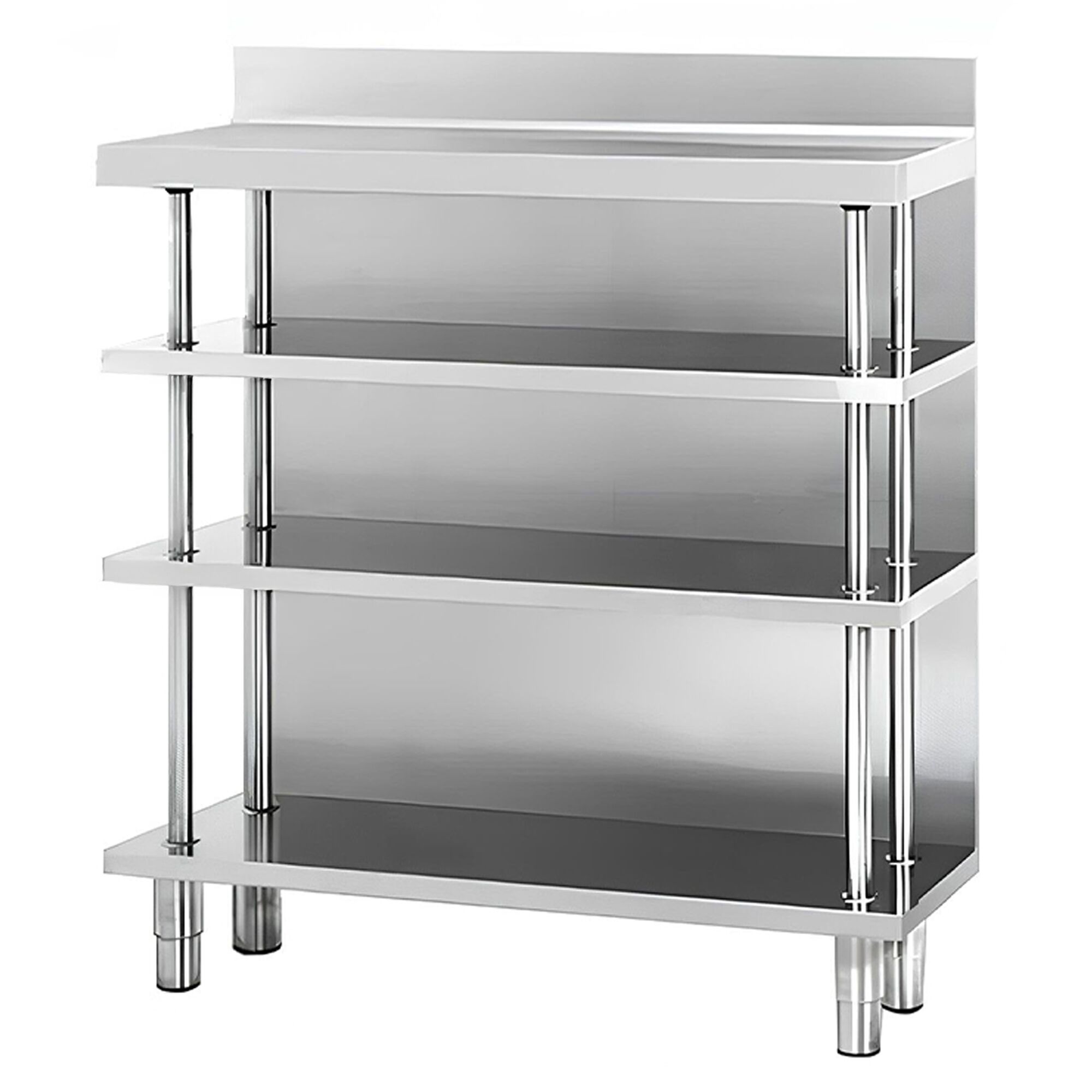 Edelstahl Bar-Arbeitstisch mit 4 Ablagen 1000x300