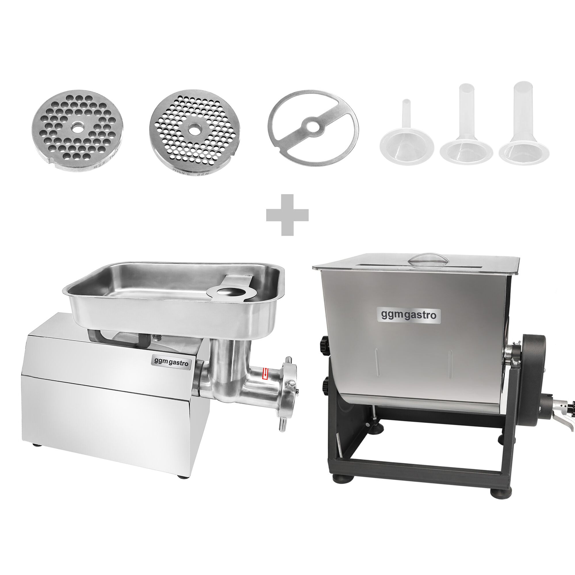 Manual Commercial Meat Mixer 22 - 28L - 25kg - 1.1kW - Reverse Function - incl. Meat Mincer - 450-480kg/h