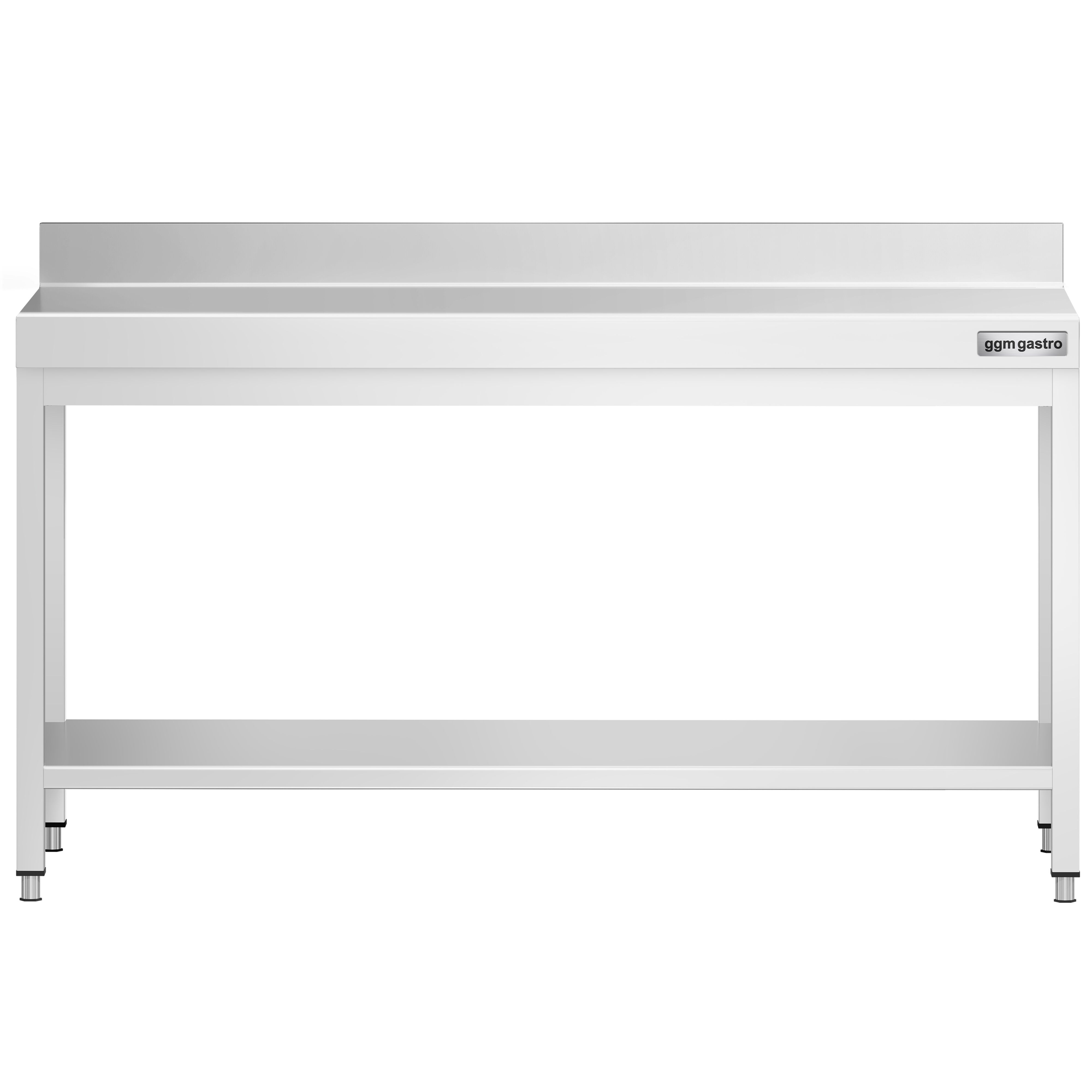 Table de travail inox PREMIUM - 2000 x 800 mm - avec tablette inférieure & Dosseret