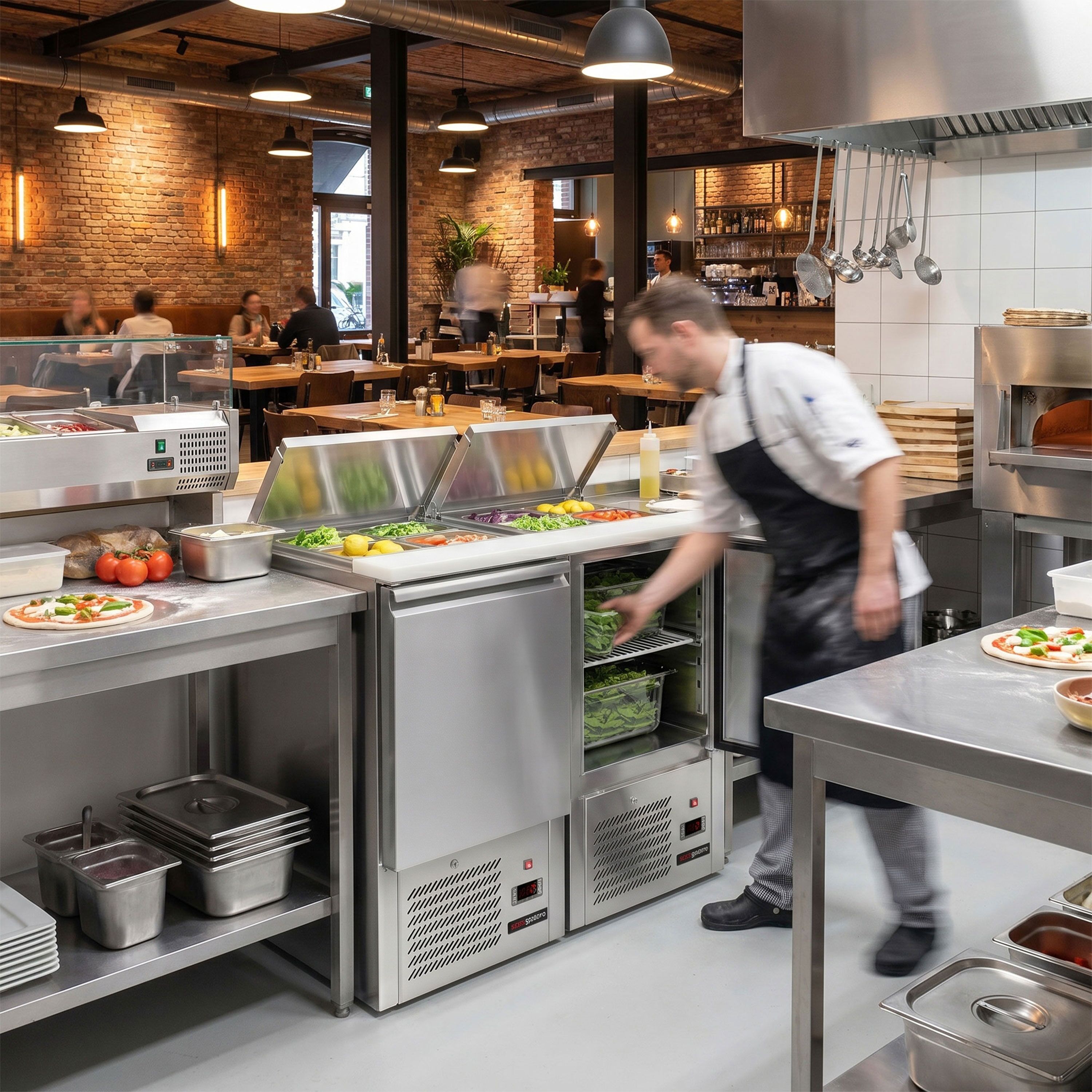 Saladette ECO - 450mm - 1 Tür - mit Einlass für 1x GN 1/1 & Edelstahldeckel
