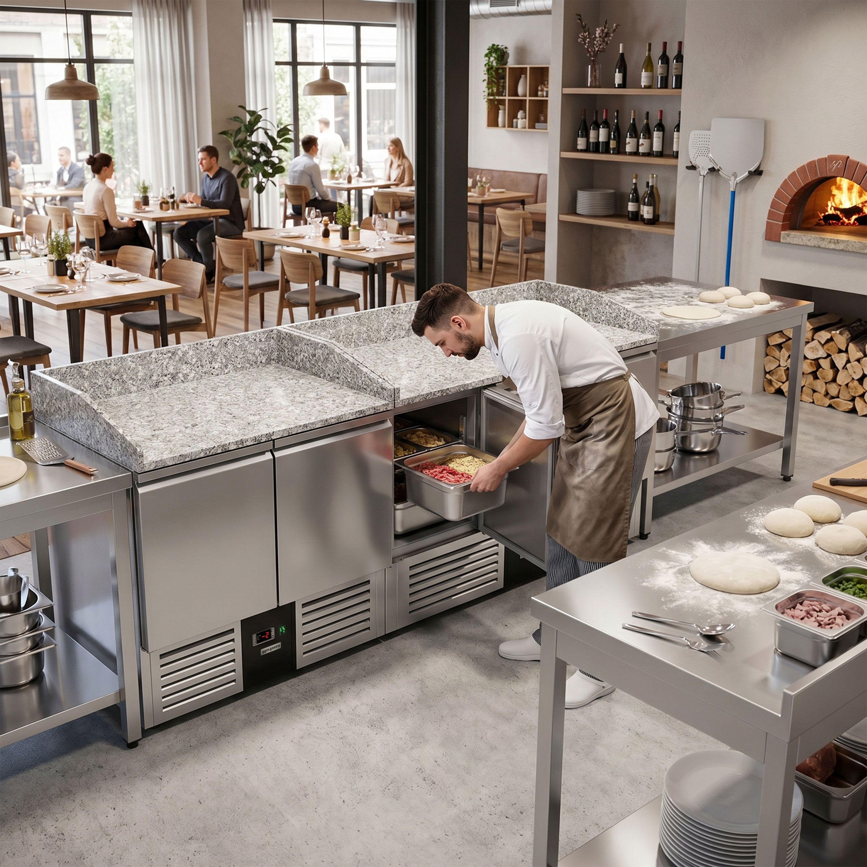 Tables réfrigérées pour pizza PREMIUM - 2300 x 700 mm - 5 portes