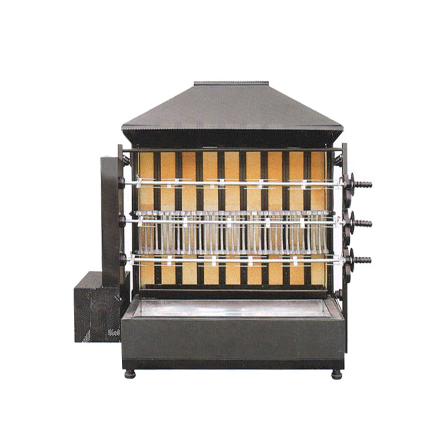 Charcoal Rotisserie Chicken Grill - with 3 Skewers for up to 15 chickens