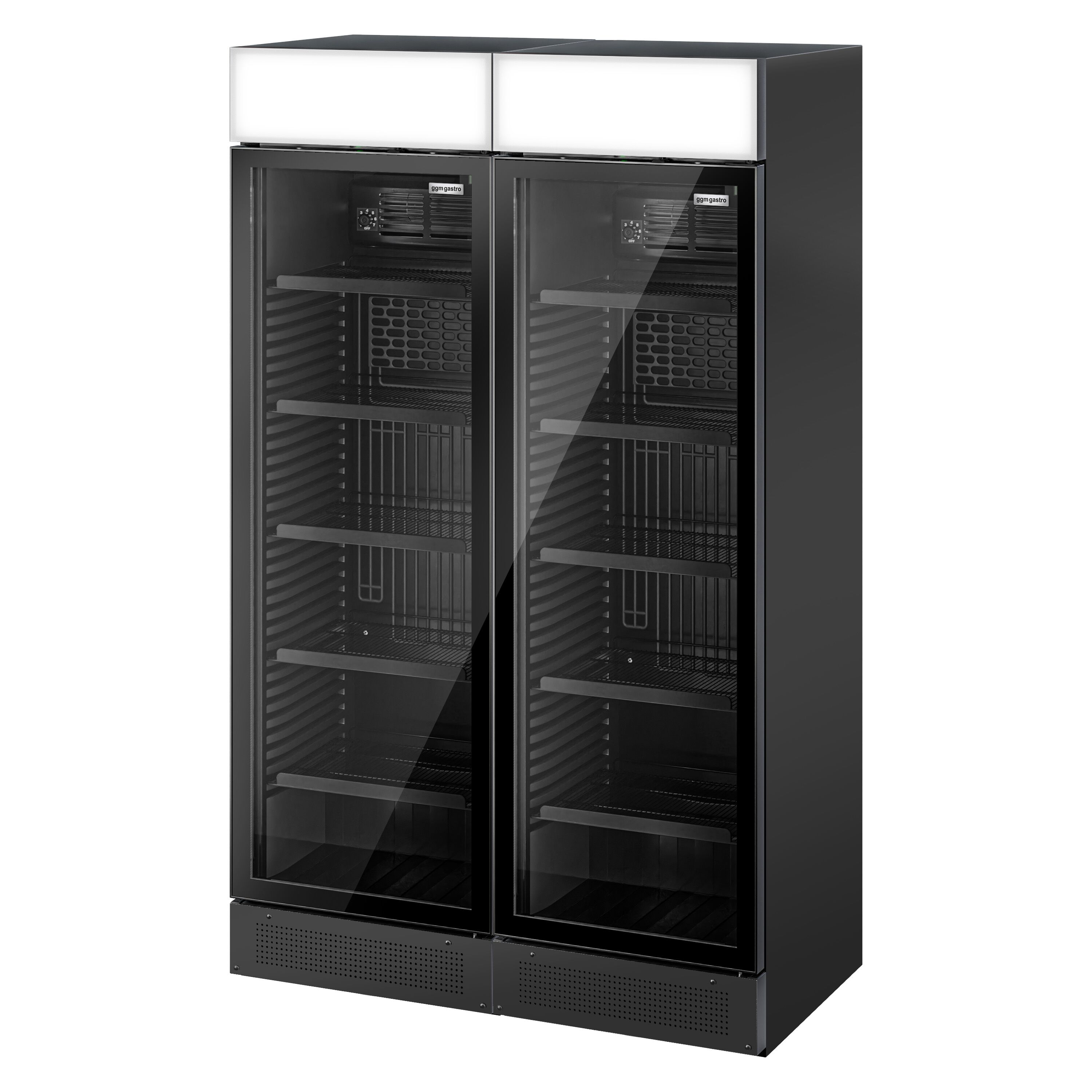(2 pièces) Vitrine réfrigérée à boissons - 690 litres - design sans cadre - avec 2 portes vitrées et écran publicitaire