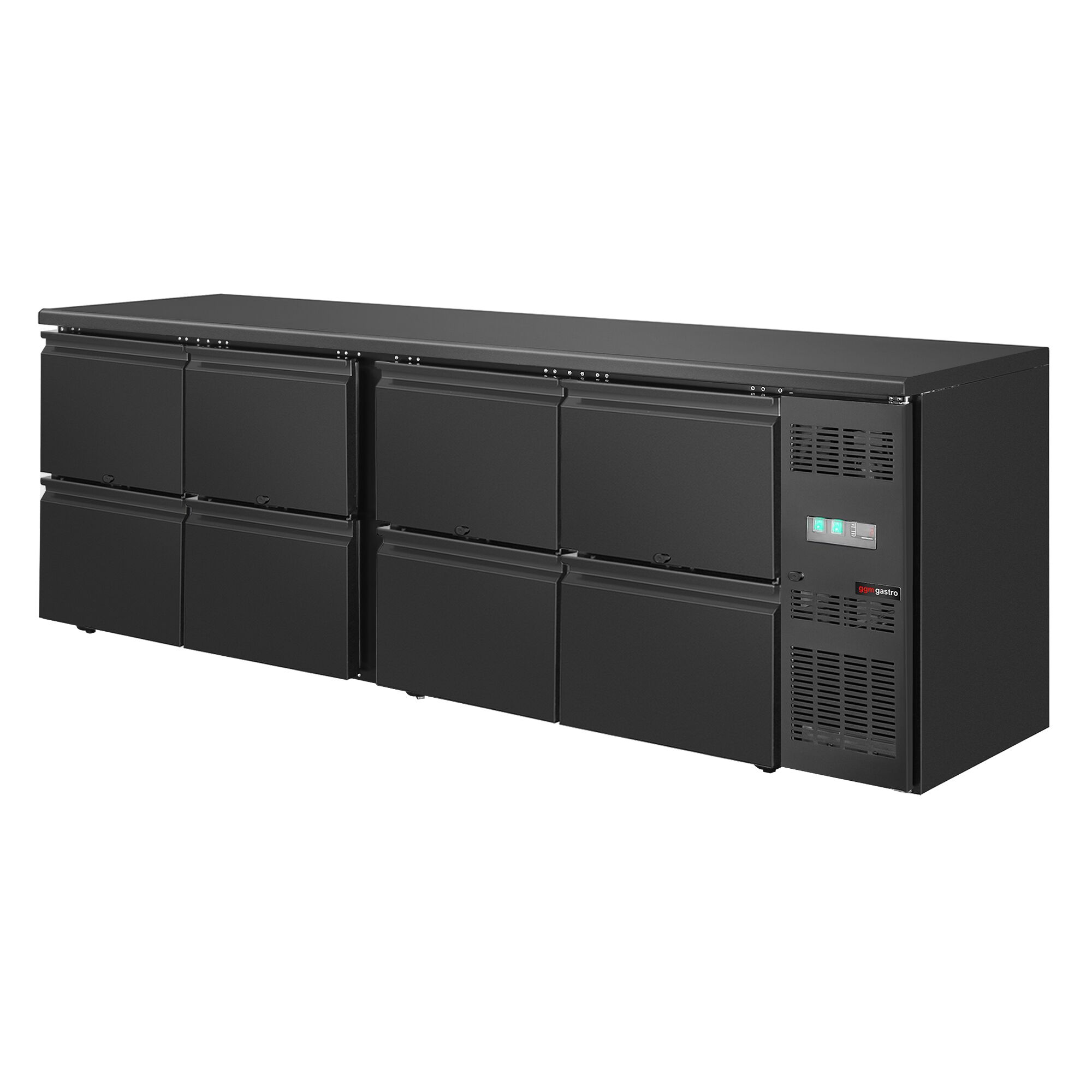 Commercial Back Bar Bottle Cooler ECO - 2542x513mm - with 8 Drawers - Black
