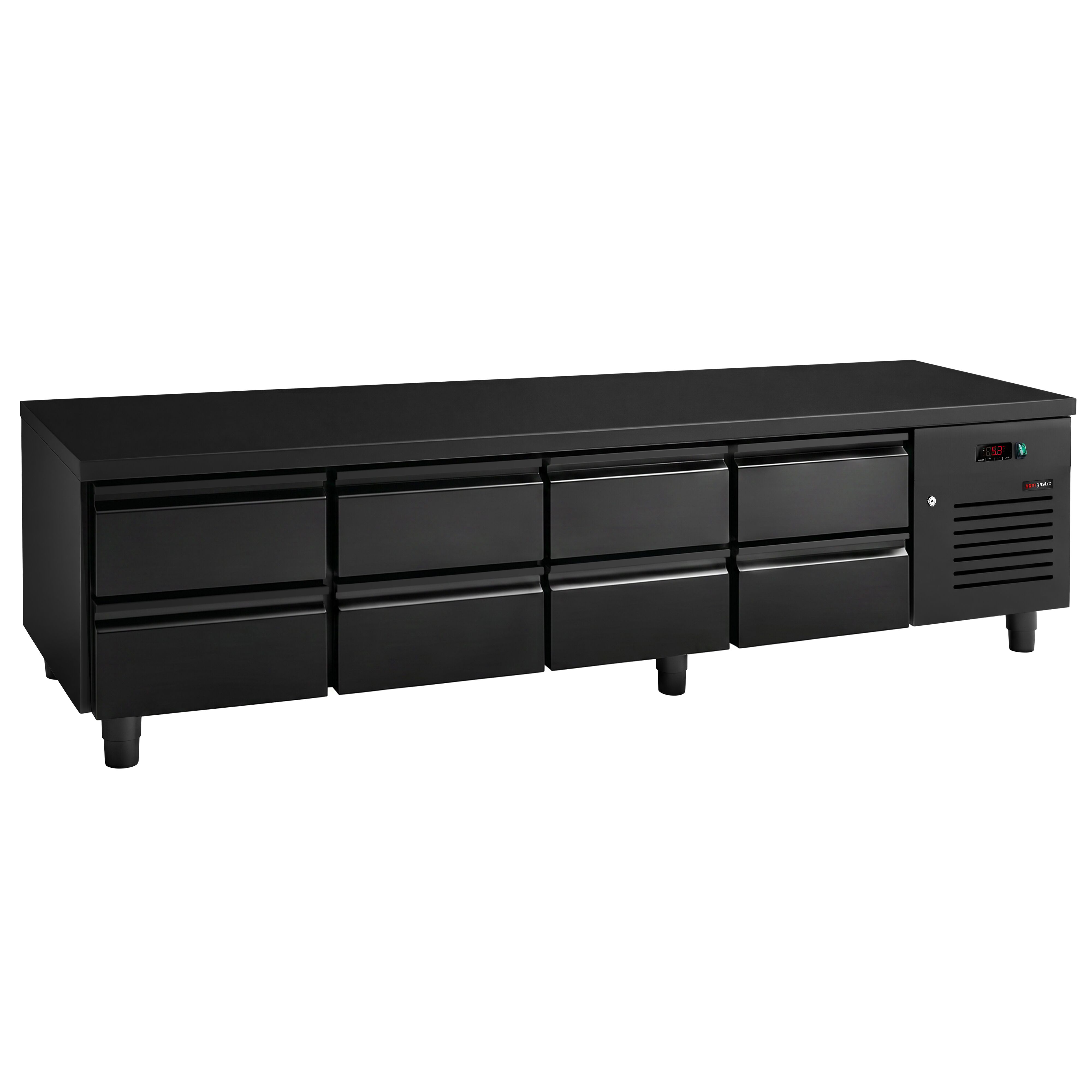 Meuble bas réfrigéré - 2400mm - 386 litres - 8x GN 1/1 tiroirs - noir mat