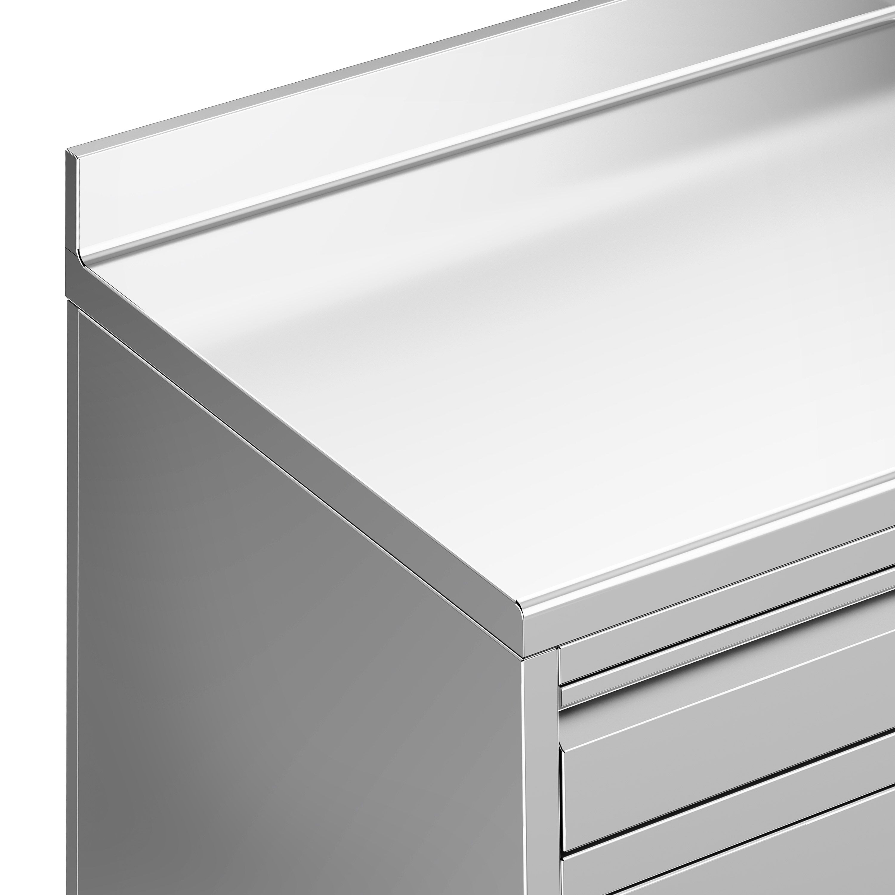 Table armoire en acier inoxydable - 800x600mm - avec 2 tiroirs et portes battantes - avec dosseret - pour machine à café (cafetière à filtre)