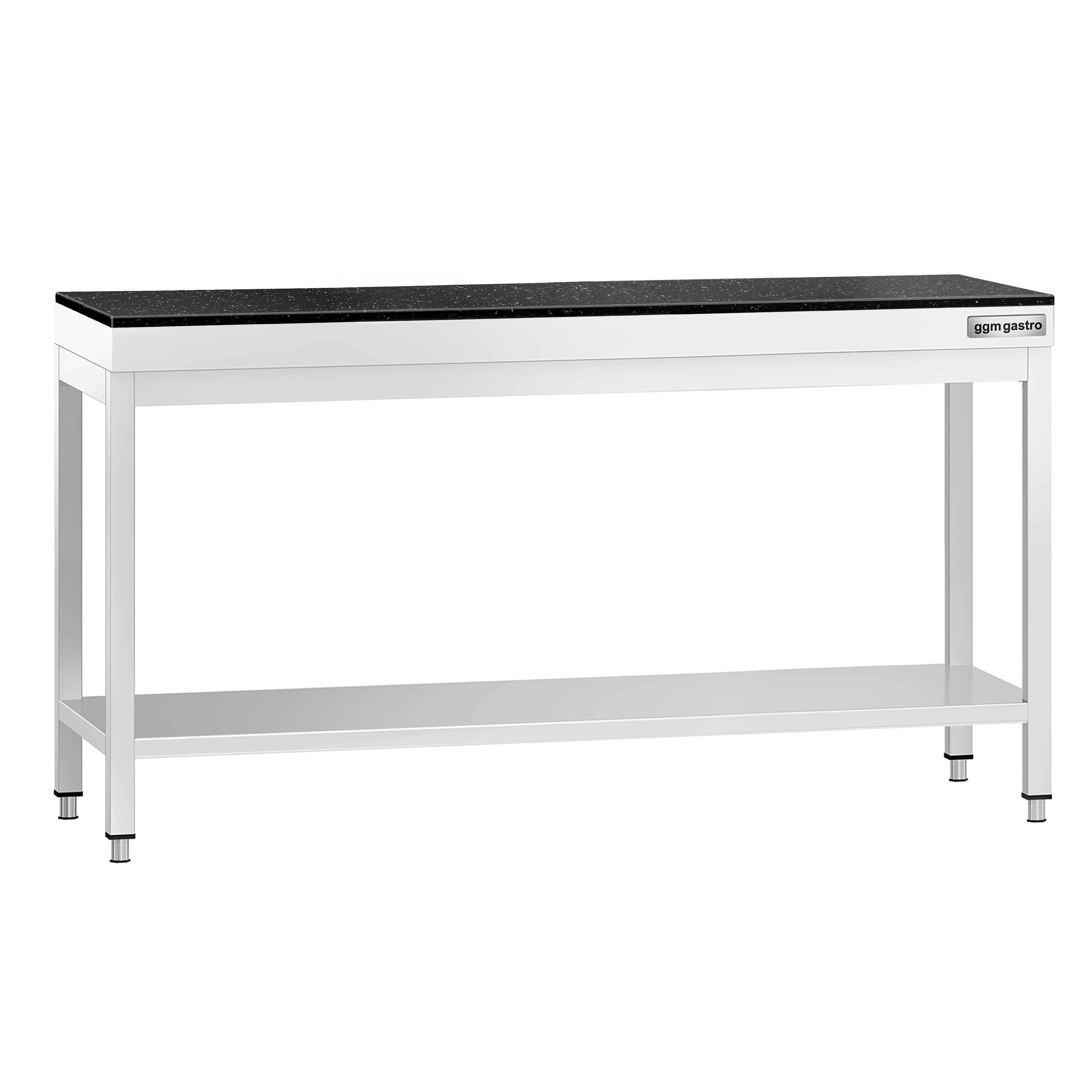 Table de travail inox PREMIUM - 1800 x 600 mm - avec tablette inférieure - incl. Plan de travail en Granit