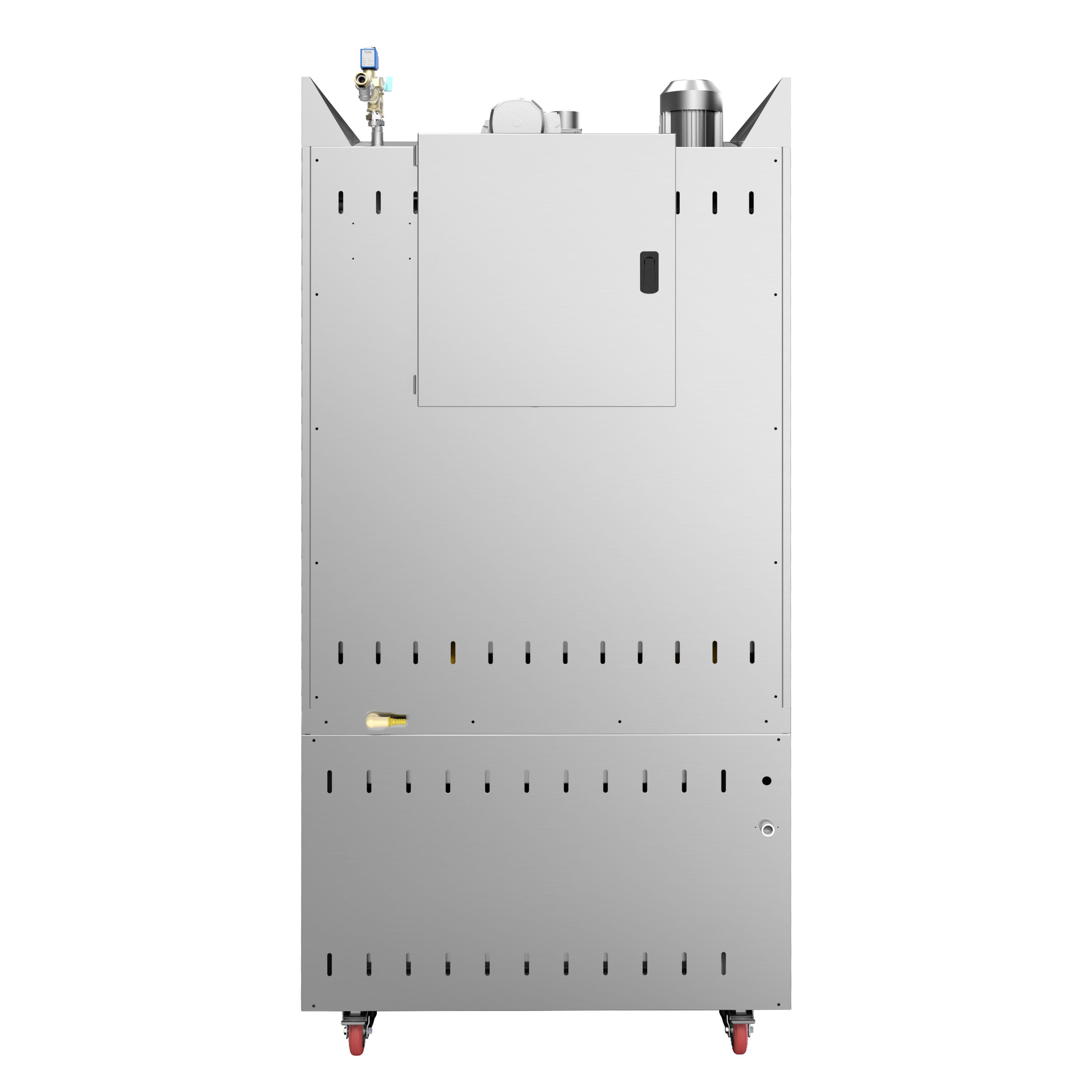 Four à chariot rotatif Gaz Four à convection avec injection d’eau - Écran tactile - 10 niveaux 600x400mm - Acier inoxydable - avec Hotte et Armoire de fermentation
