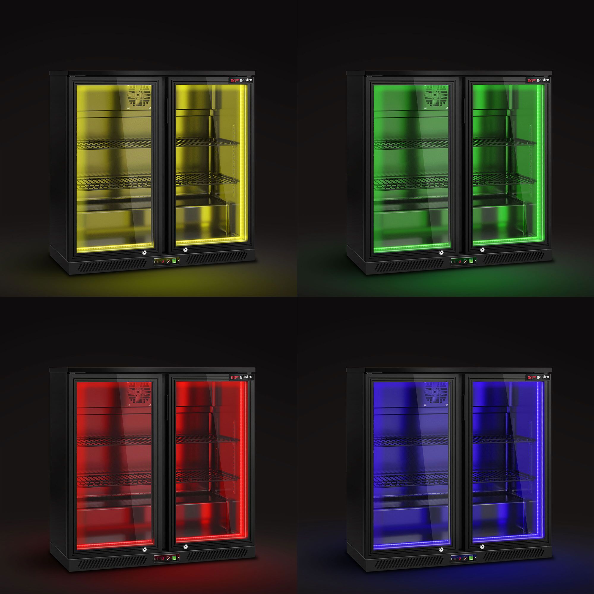 Commercial Back Bar Cooler - 900mm - 220L - with 2 glass hinged doors - Black