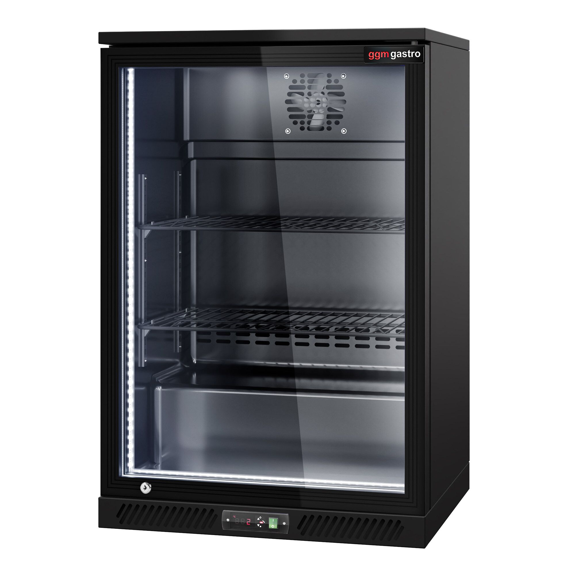 Commercial Back Bar Cooler - 600mm - 126L - with 1 glass hinged door - Black