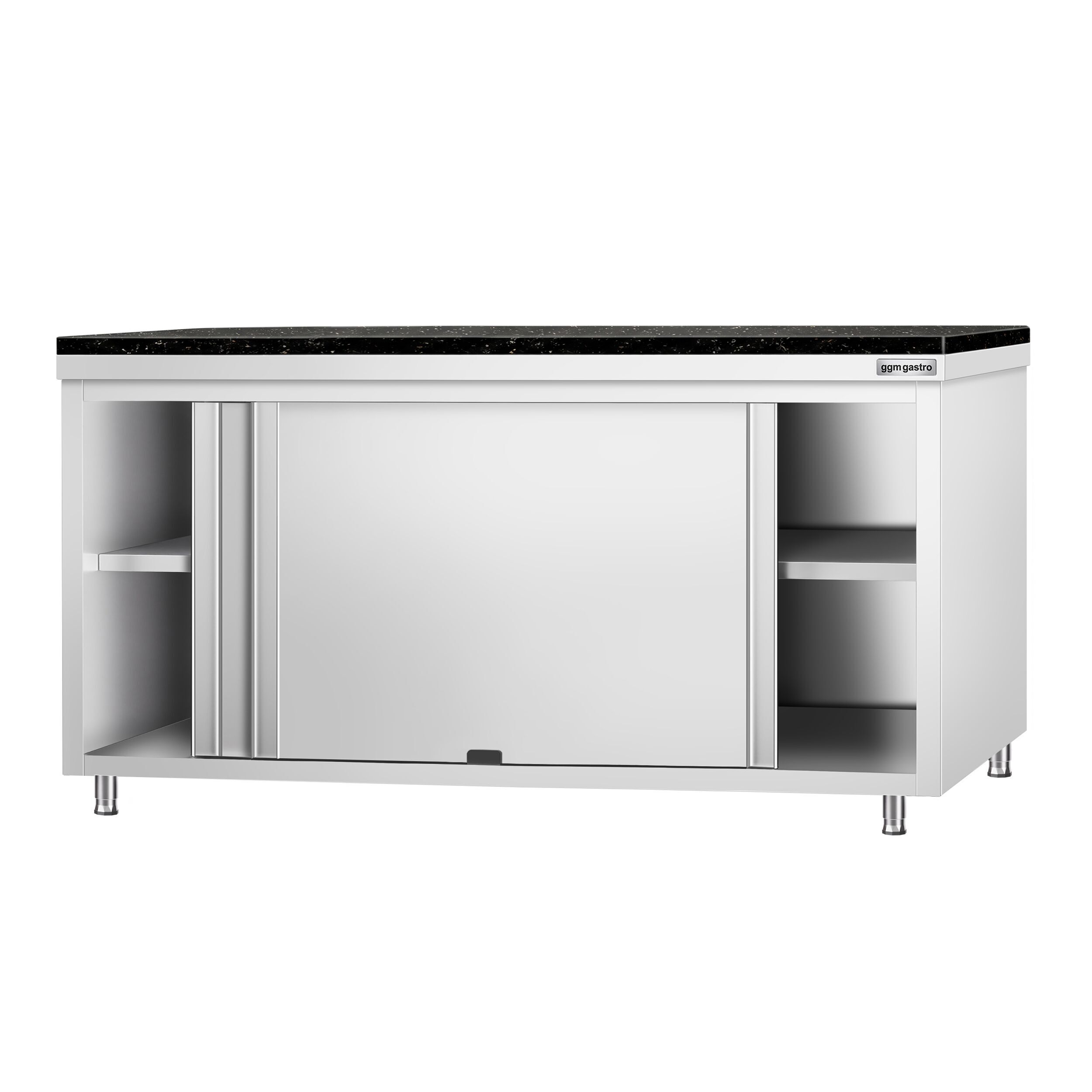 Roestvrijstalen werkkast PREMIUM - 1800 x 700 mm - met doorgeefluik - incl. granieten werkblad