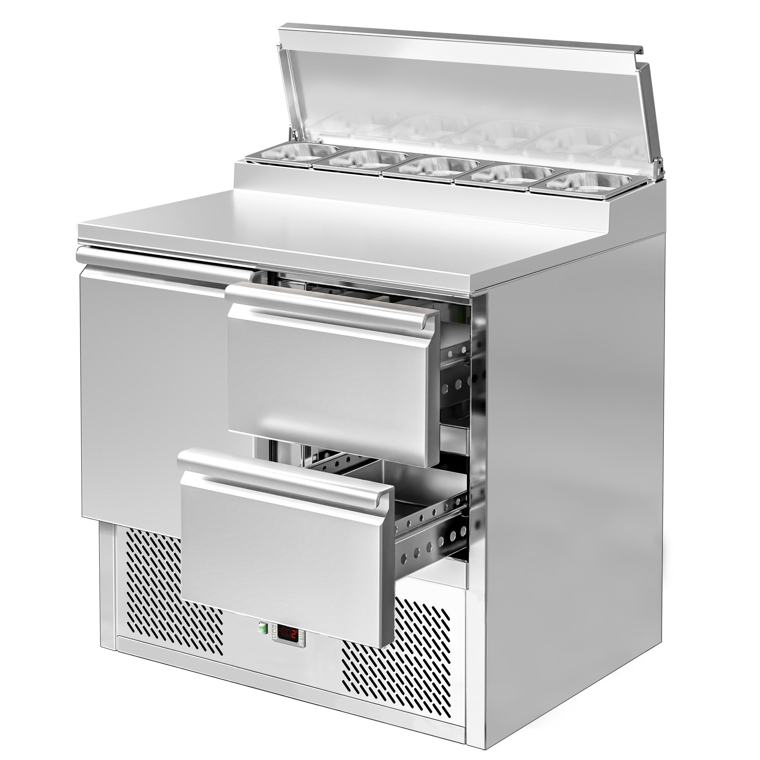 Table de préparation Mini ECO - 900 mm - 1 porte & 2 tiroirs - pour 5x GN 1/6
