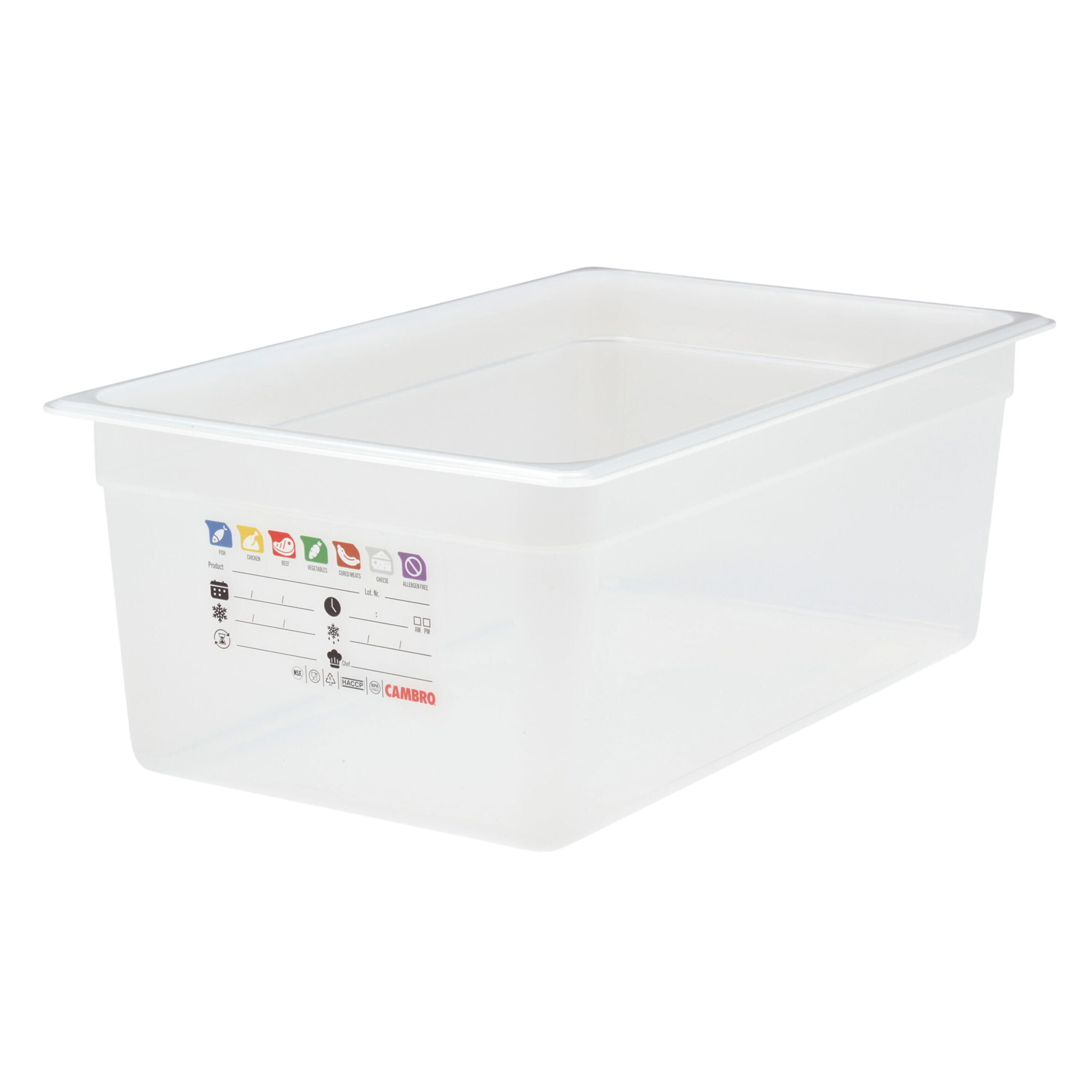 (6 pièces) CAMBRO | SafeTrak - Récipients en polypropylène GN 1/1 - laiteux - Hauteur : 200mm