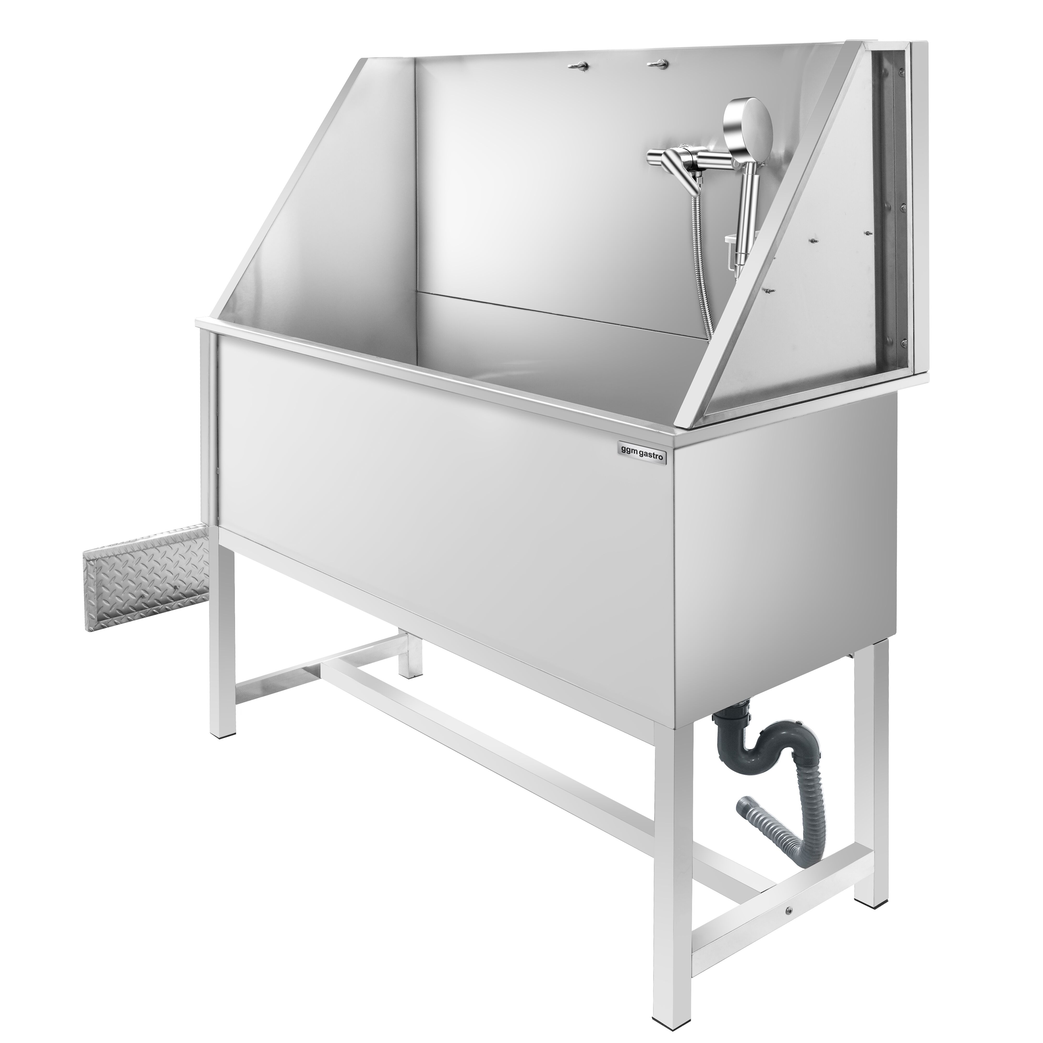 Dog Bath - with Ramp, Taps and Mixers & perforated stainless steel base