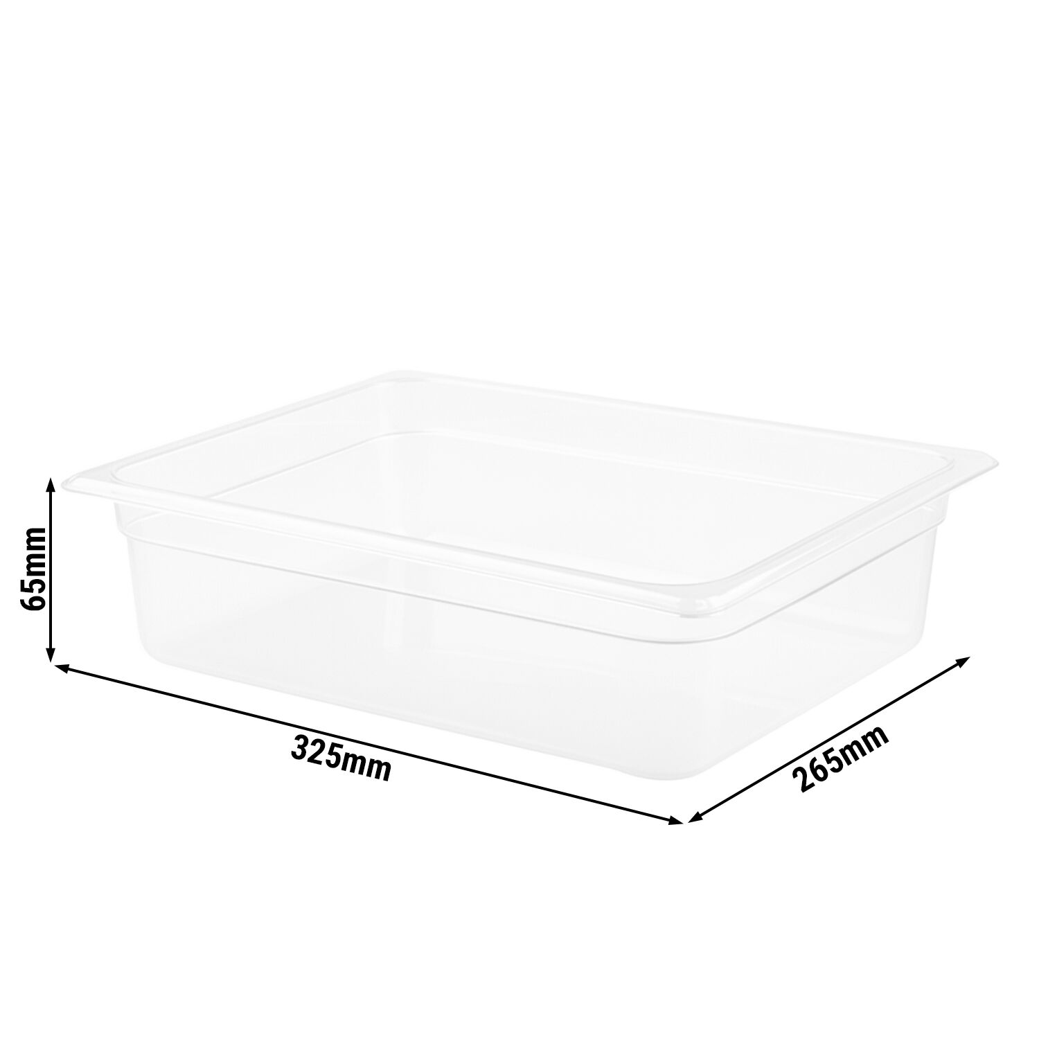 (6 pièces) Bac en Polypropylène - GN 1/2 - Translucide - 3,9 L - Hauteur : 65 mm