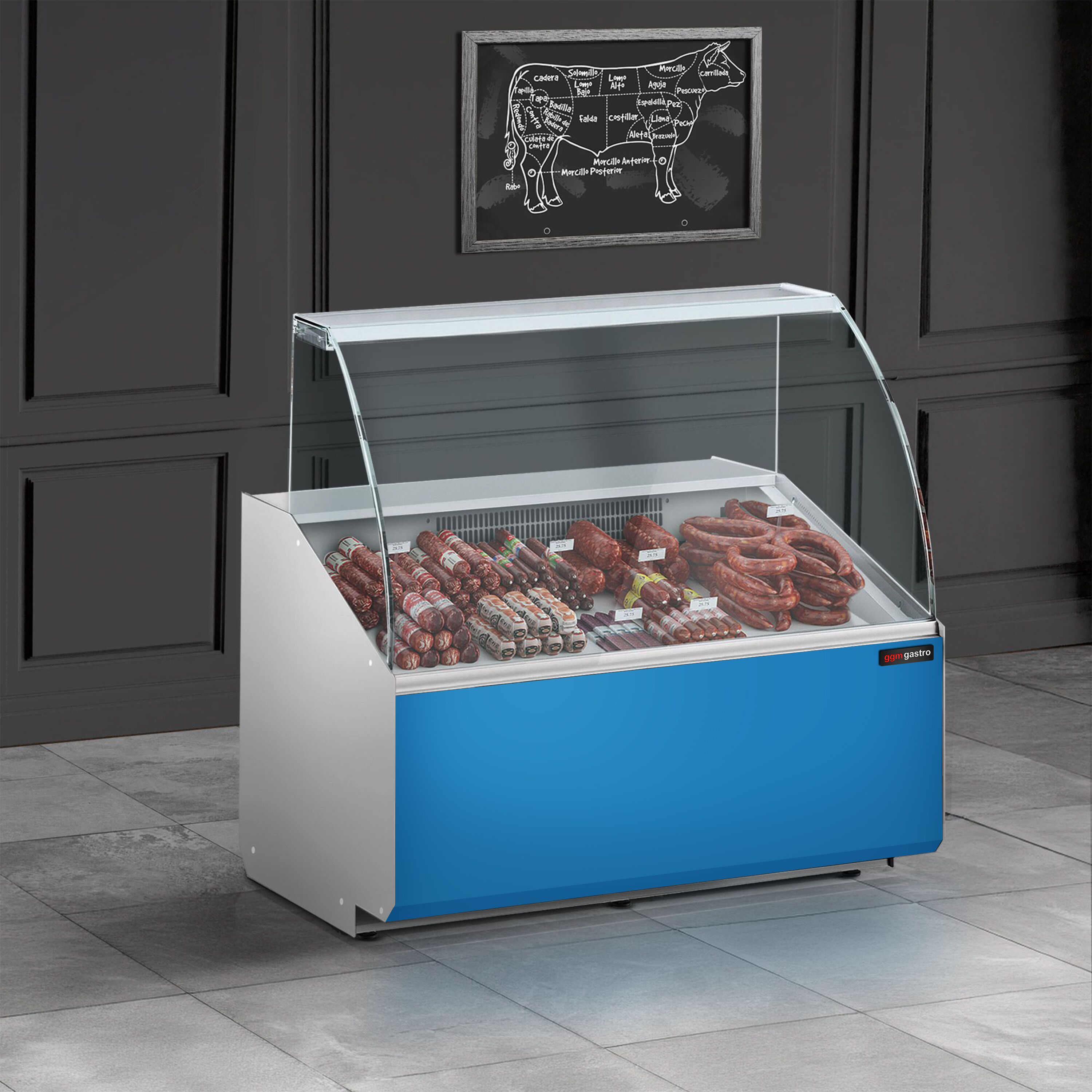 Serve Over Counter - 944x979mm - front panel light blue - capacity 200 litres