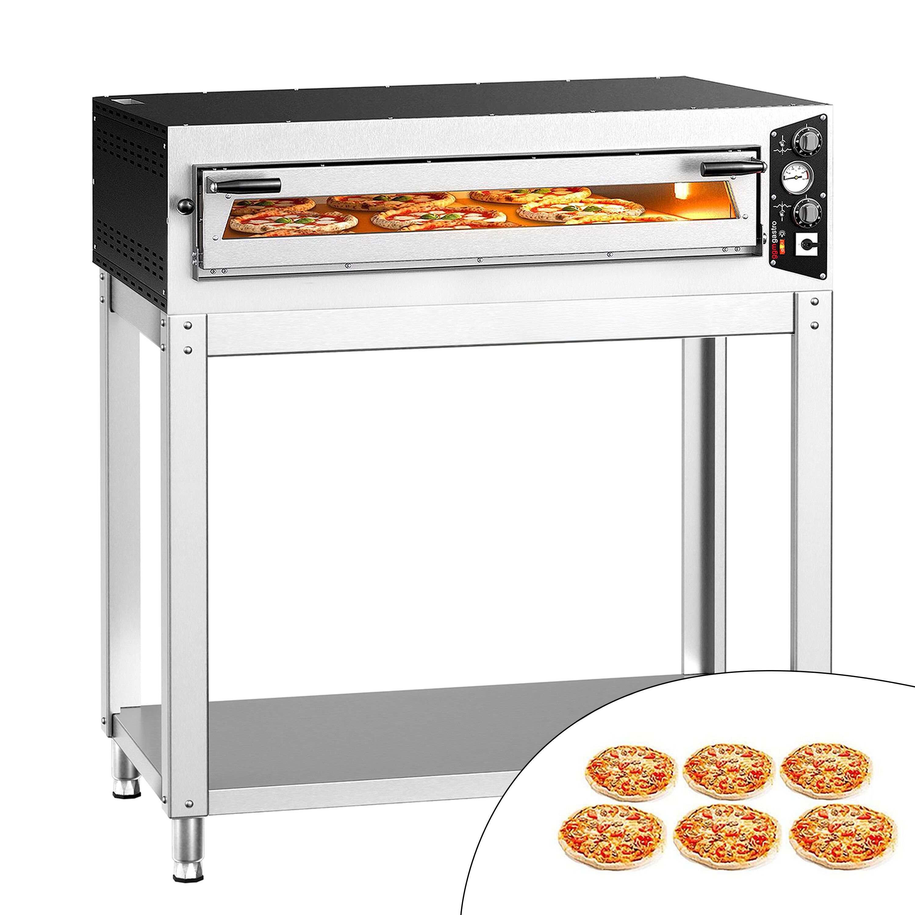 Four à pizza électrique – 6 x 35 cm (large) – Manuel – incl. support inférieur