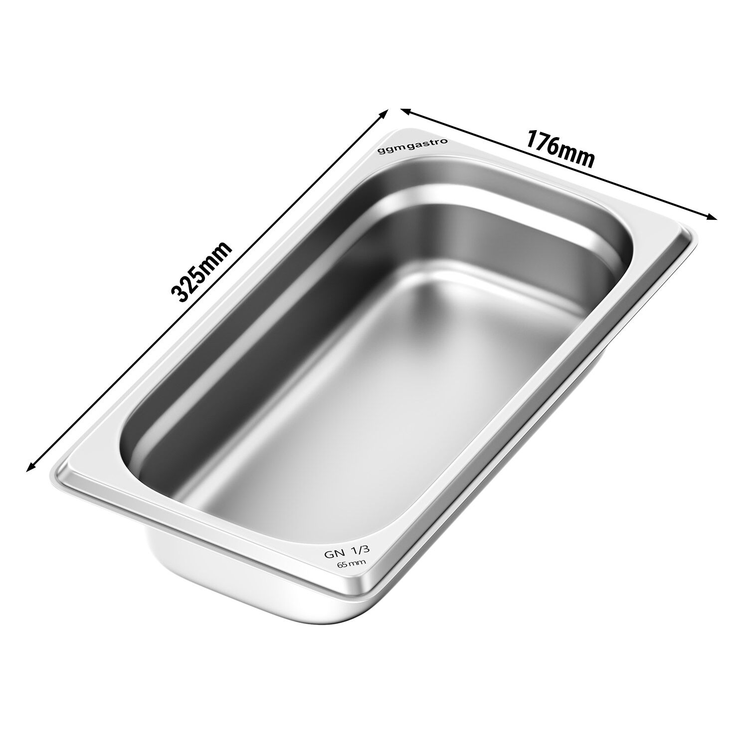 (6 pièces) Bac GN 1/3 en inox - Hauteur : 65 mm