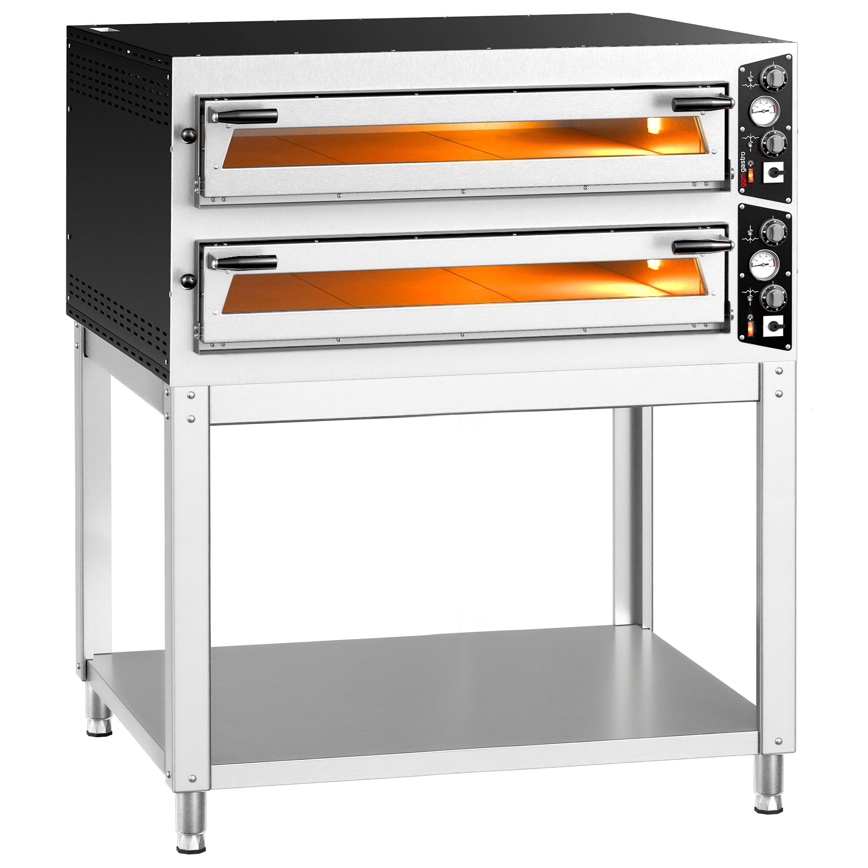 Four à pizza électrique – 9+9 x 35 cm (large) – Manuel – incl. support inférieur