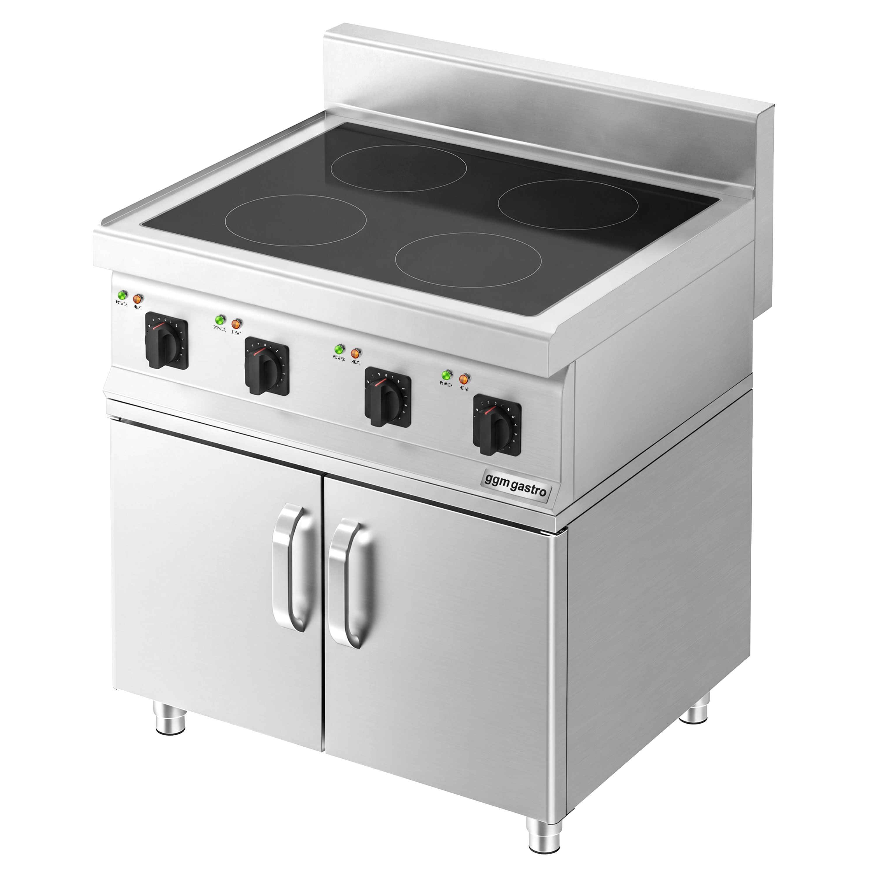 Cuisinière à induction - 14 kW - 4 plaques de cuisson - incl. meuble bas avec 2 portes