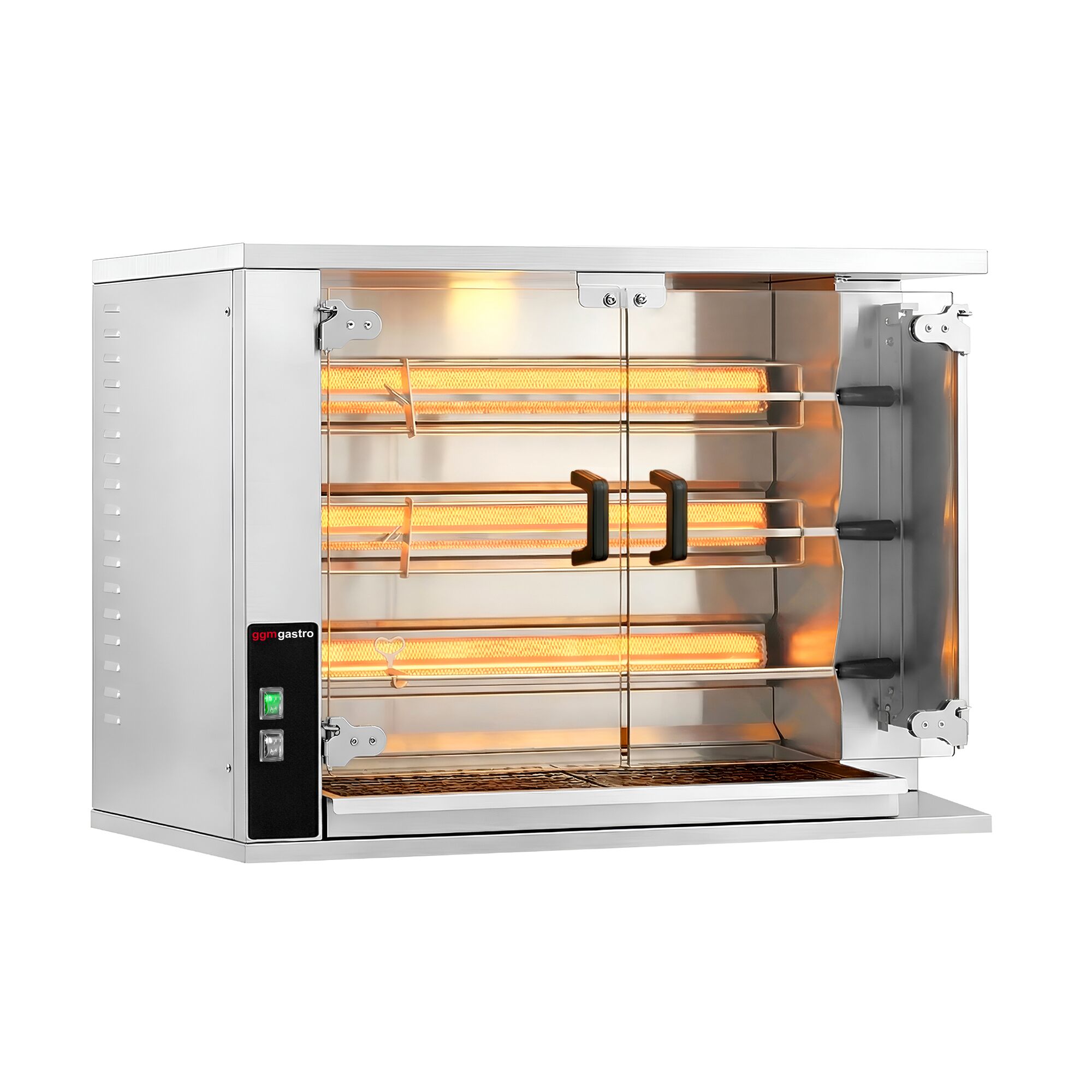 Gaz Rôtissoire à poulets à poser - avec 3 broches pour jusqu’à 15 poulets - 14,1kW