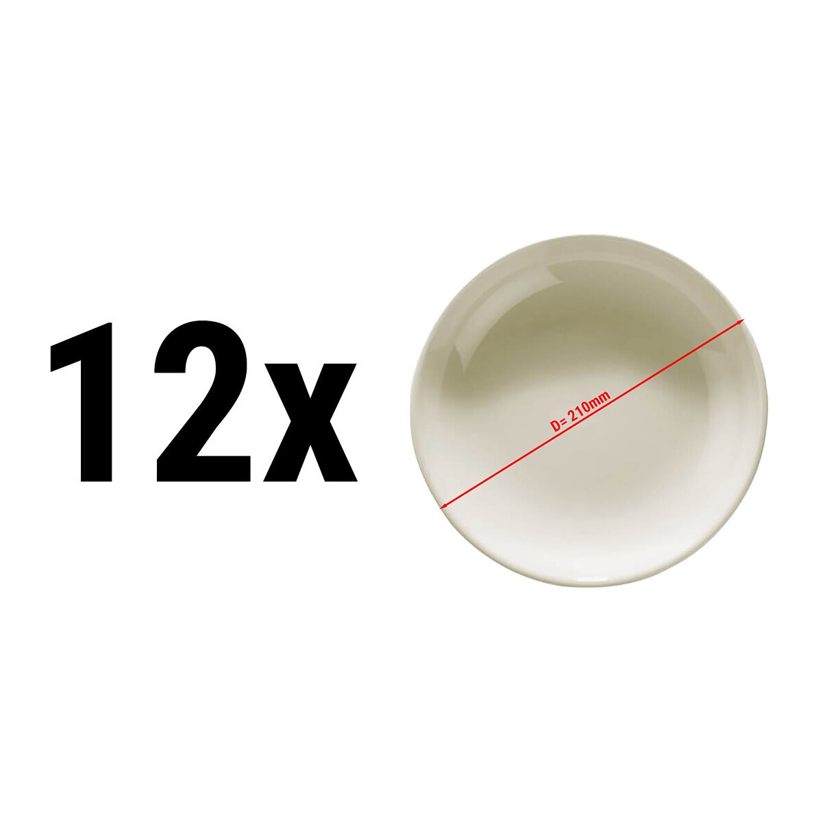 (12 pcs) TEOS | Deep Plate - Porcelain - Ø210mm - Cream
