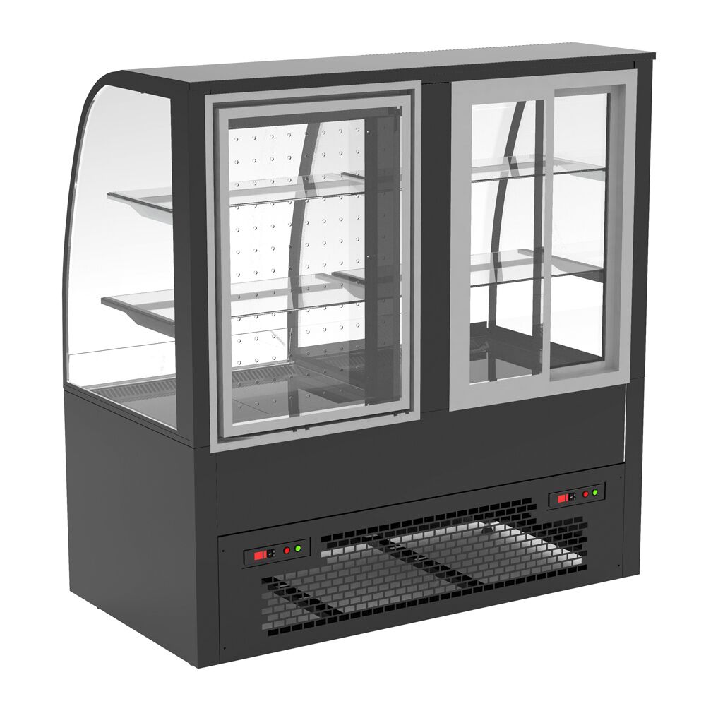 Vitrine à pâtisserie réfrigérée Comptoir à pâtisseries Self-Service - 1400mm - Double vitrage - avec 2 étagères en verre