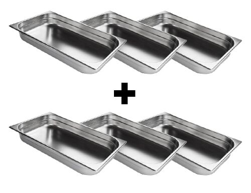 (6 pcs) Stainless Steel Gastronorm Pan GN 1/1 - Depth: 40mm