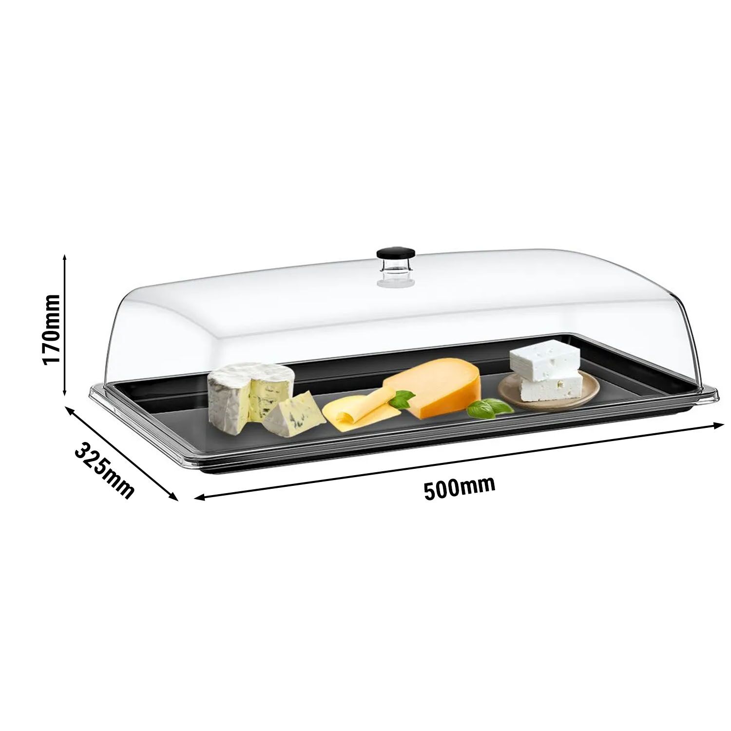 Tray with Dome Cover - GN 1/1 - Polycarbonate - 500x325mm - Height: 170mm - incl. GN 1/1 tray