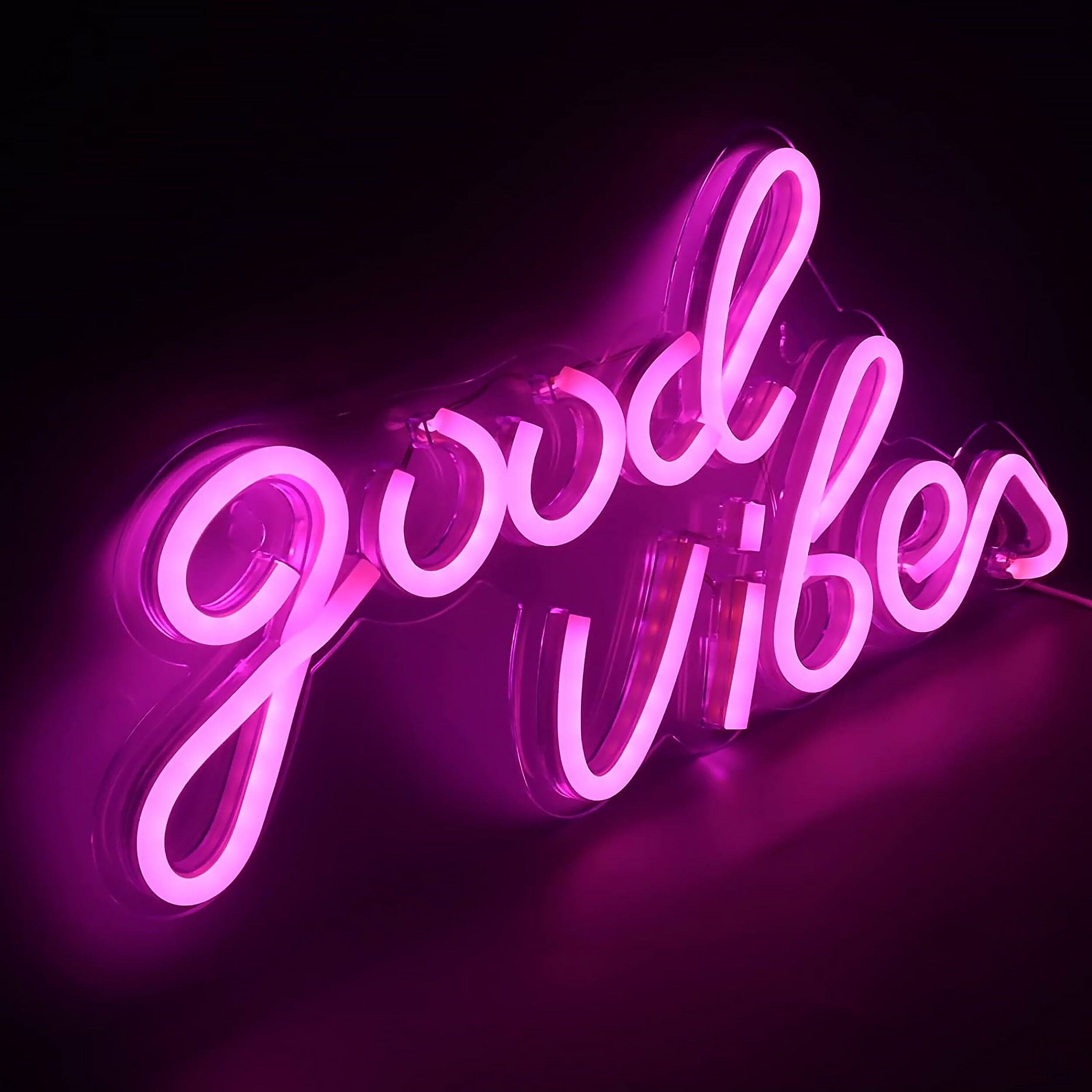 LED Neon Sign - Good Vibes - Pink - 405x200mm