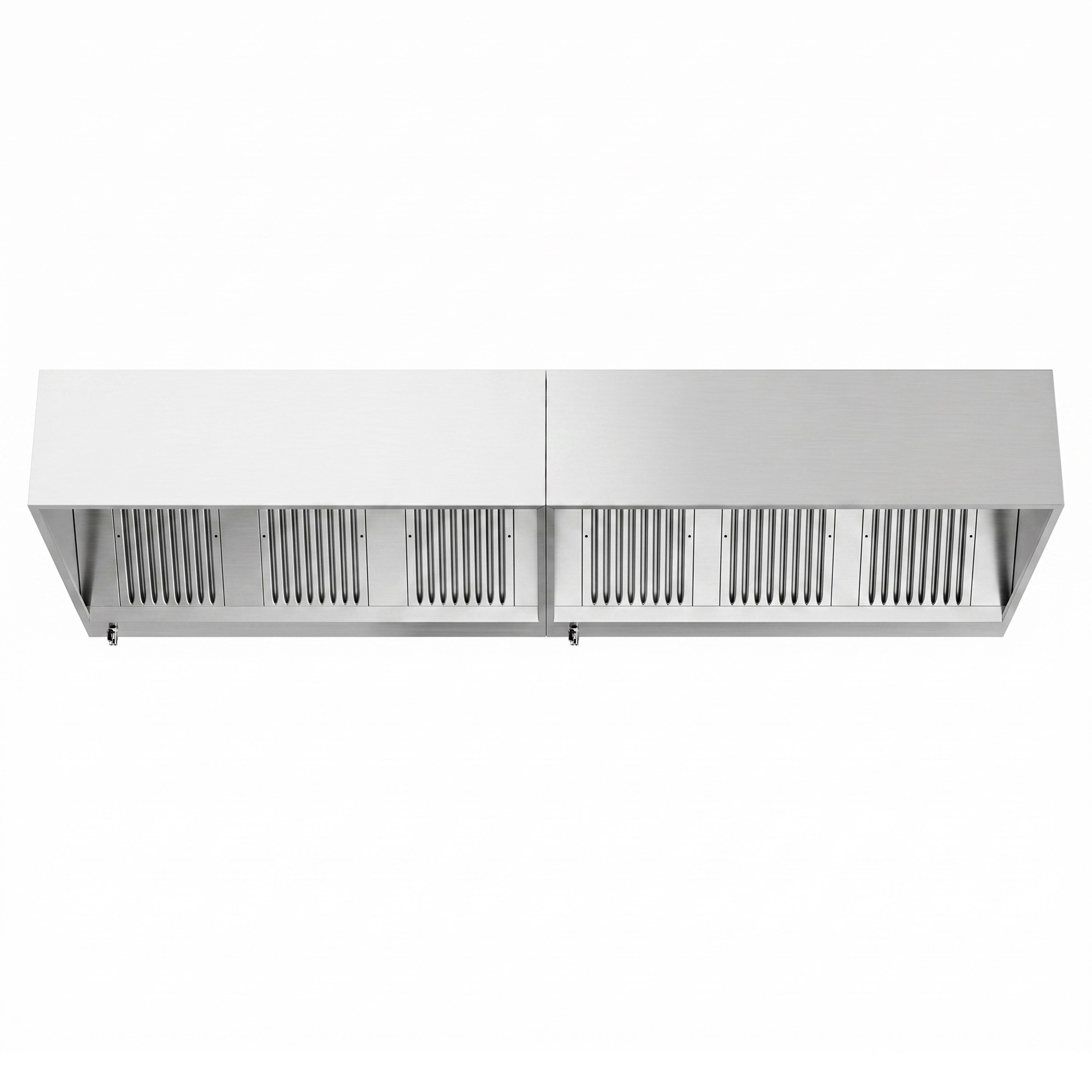 Hotte à adosser professionnelle - Profondeur 1100 - 3400mm - sans moteur - avec filtres et éclairage