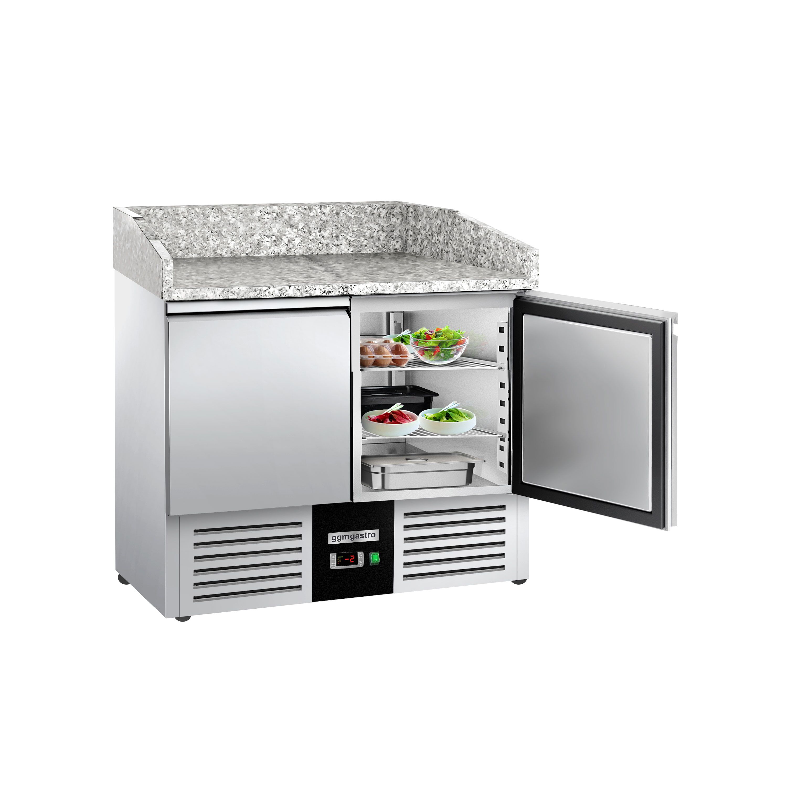 Commercial Pizza Prep Counter - Granite Top PREMIUM - 935x700mm - with 2 doors