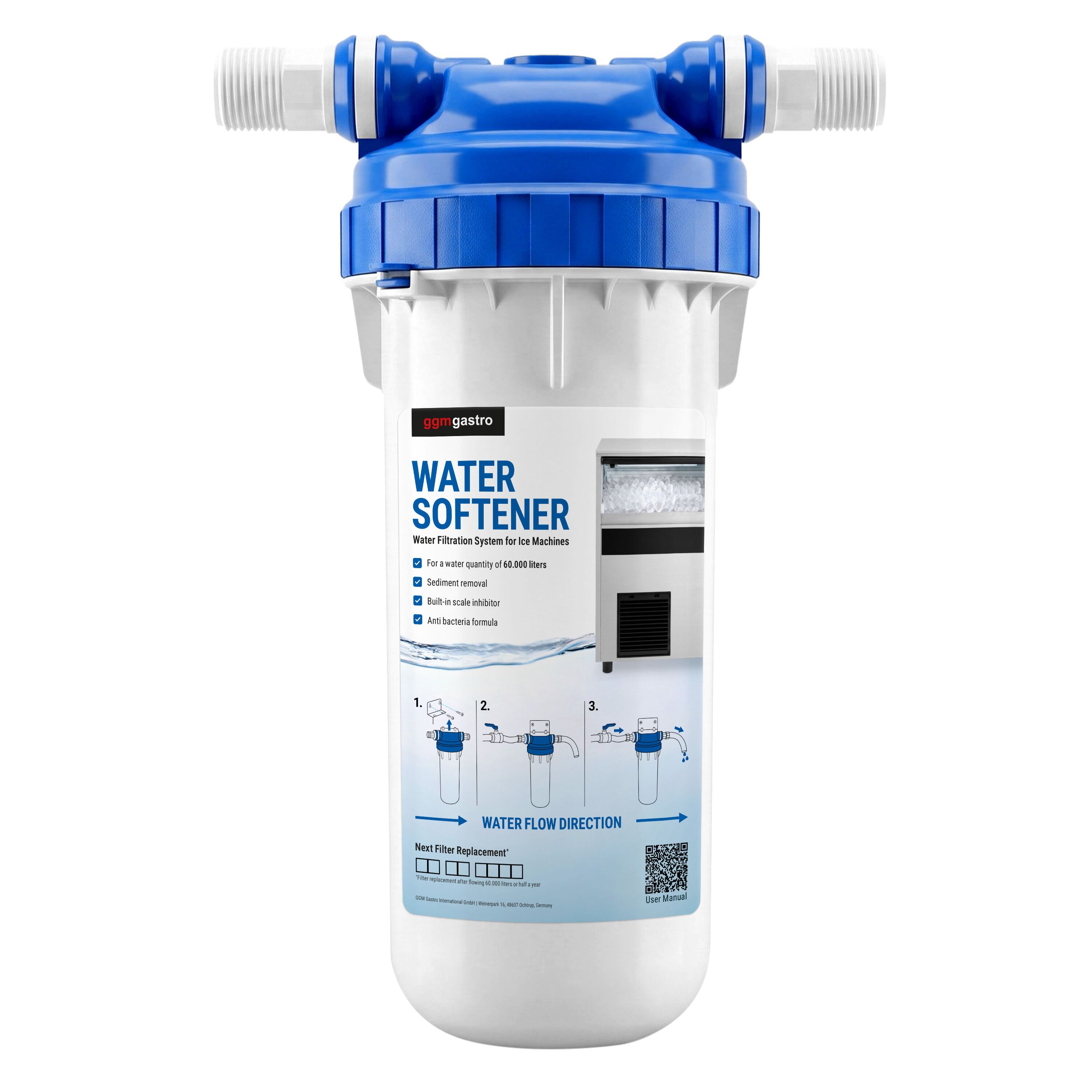 Wasserfiltersystem/Entkalker für Eiswürfelbereiter - 60.000 Liter
