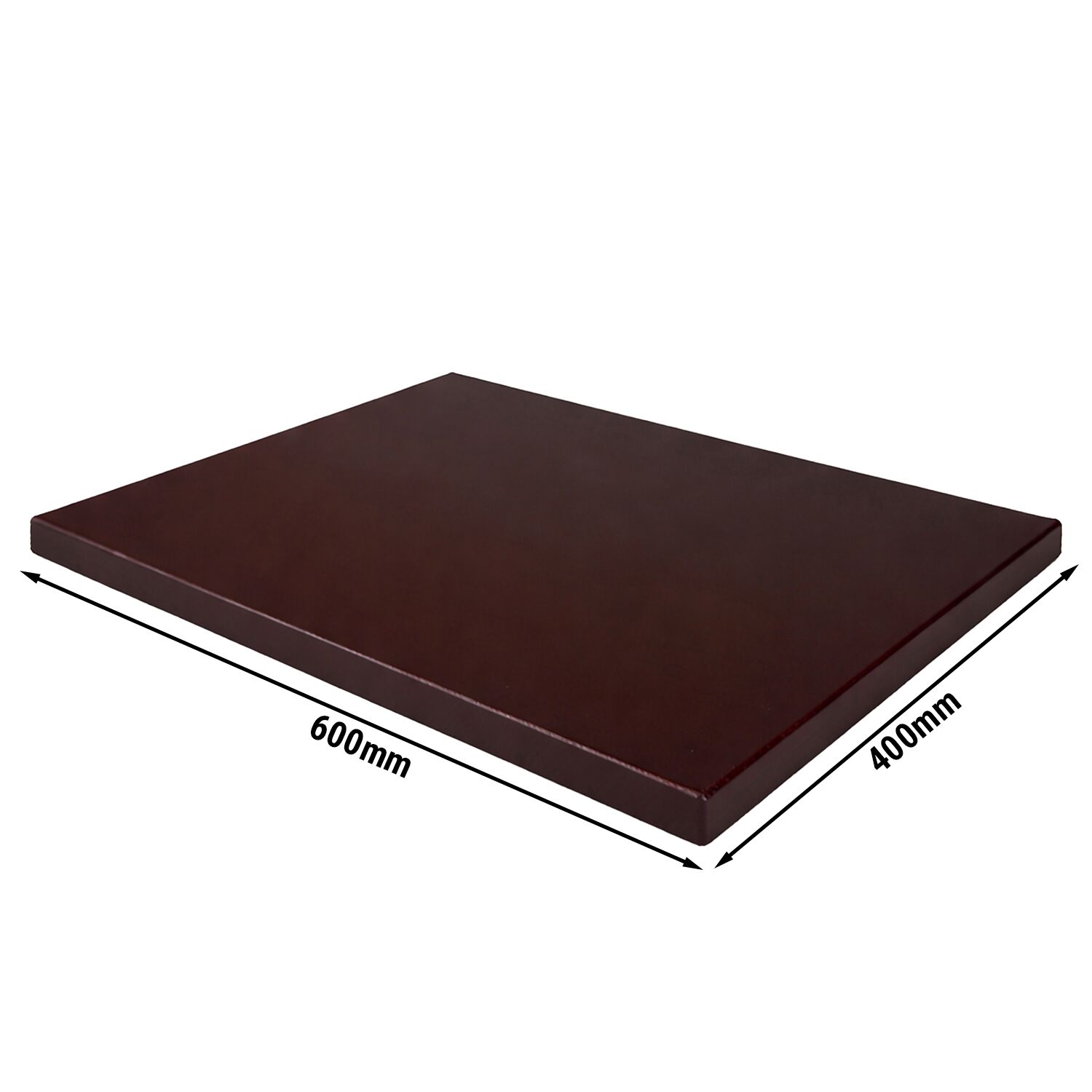 Planche à découper antidérapante - EN 600x400mm - Épaisseur: 20mm - Conforme HACCP - PEHD 500 - Marron