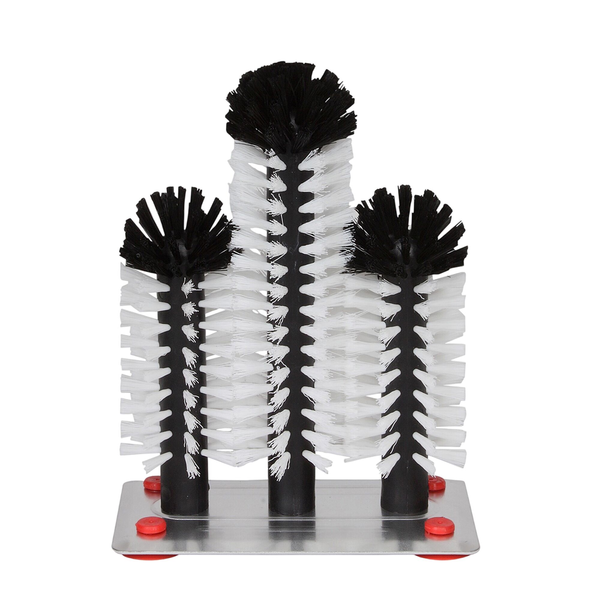 (2 pièces) FUCHS | DELFIN® Brosse à laver les verres - 2x180mm + 1x240mm - avec plaque de fond métallique - 1-2-3