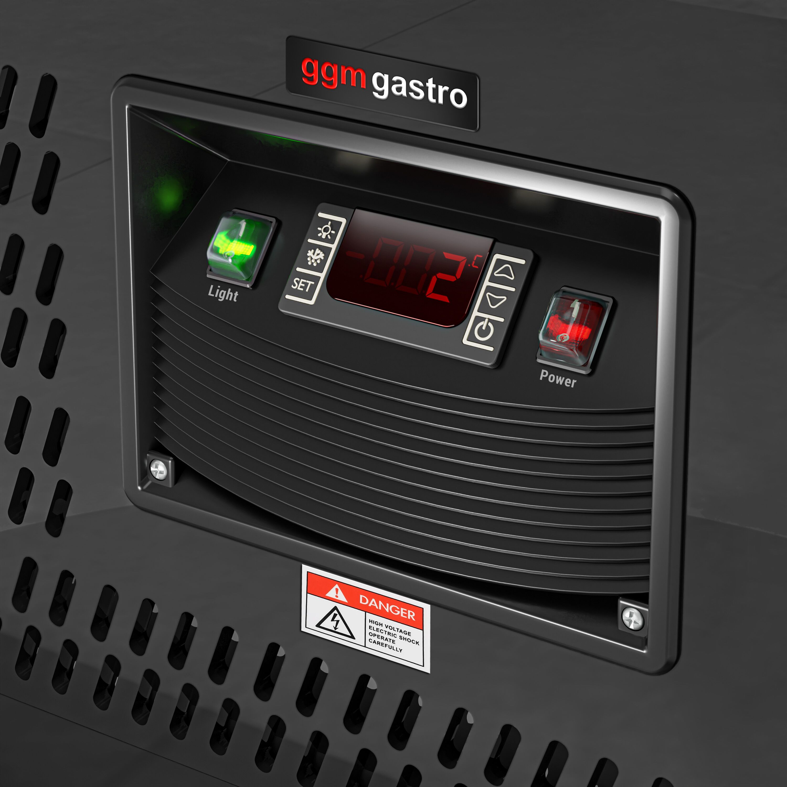 Vetrina pasticceria refrigerata - 782l - 2000mm - Doppio vetro - con 2 ripiani - LED interni; schienale a specchio; porte posteriori scorrevoli - Nero