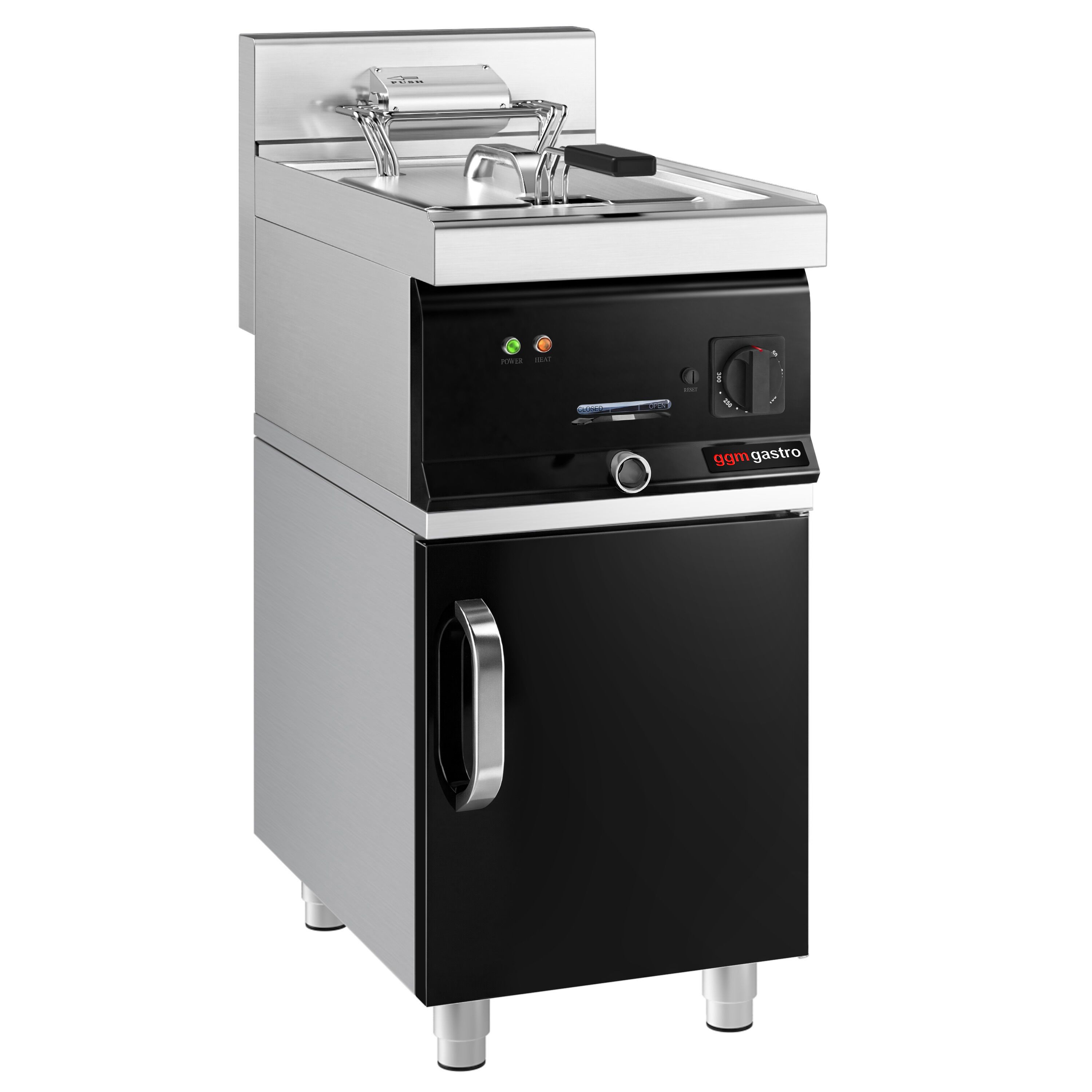 Friteuse électrique – 10 litres – 9 kW – avec soubassement et 1 porte