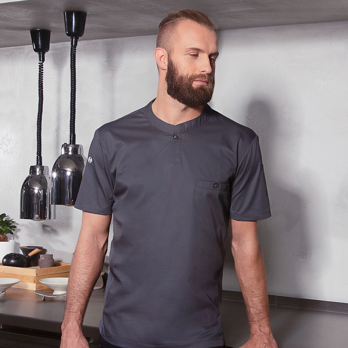 (6 pièces) KARLOWSKY | Chemise de travail manches courtes homme Performance - Anthracite - Taille : 3XL