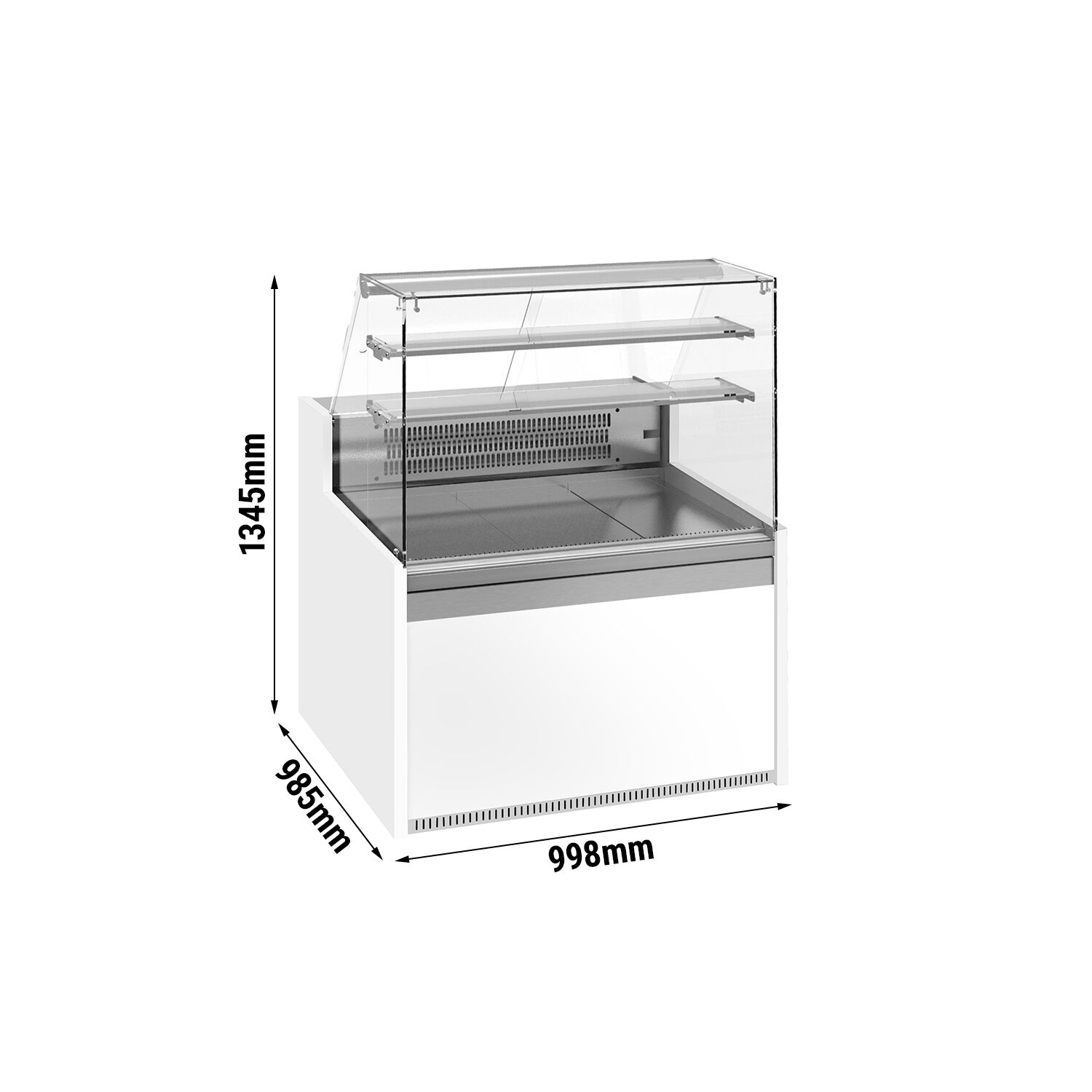 Comptoir vitrine réfrigérée - 998x985mm - +4/+8°C - 1 porte - 2 étagères - Vitre droite