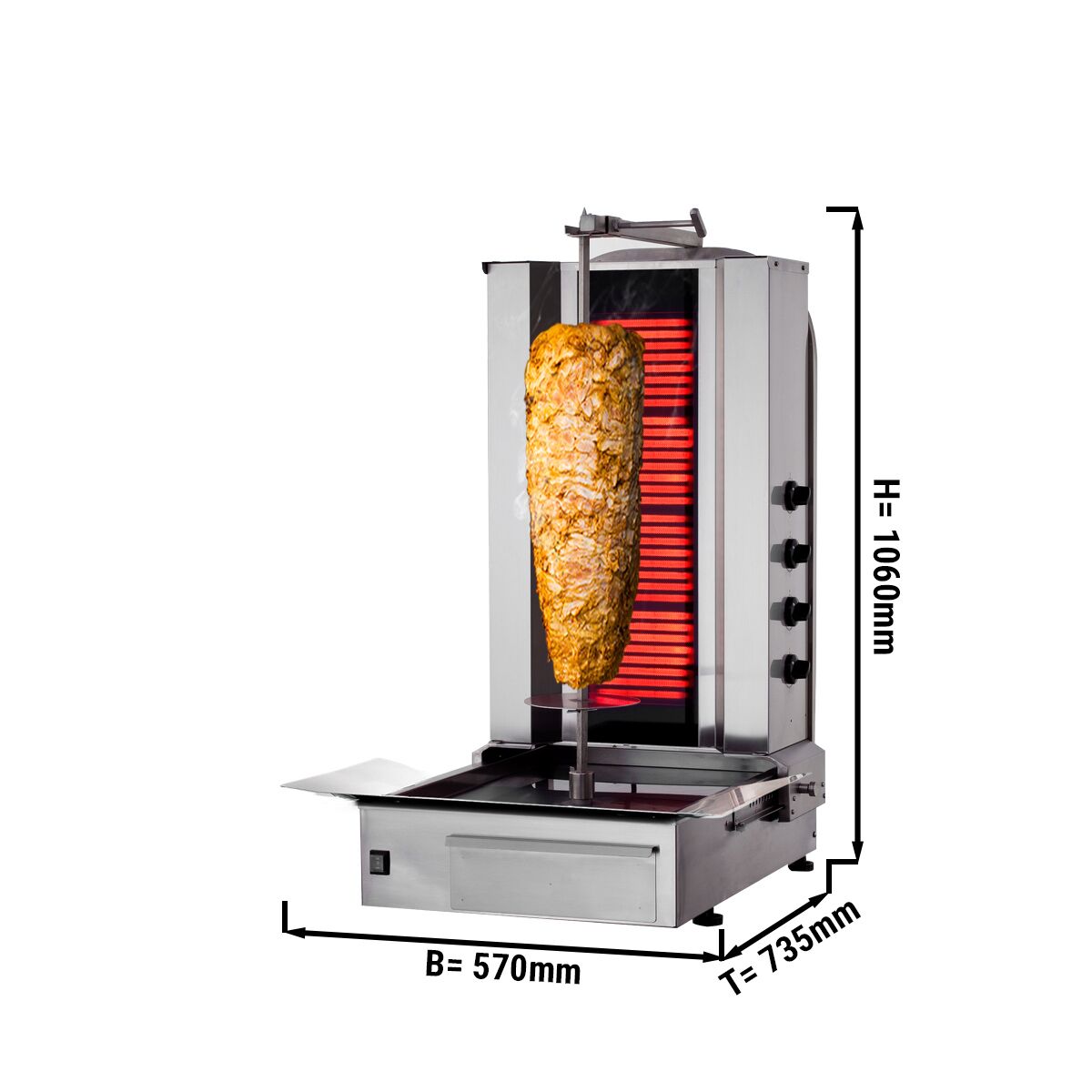 El Kebabgrill - 7,20 kW - max. 60 kg - Bordsmodell - inkl. 2 dörrar