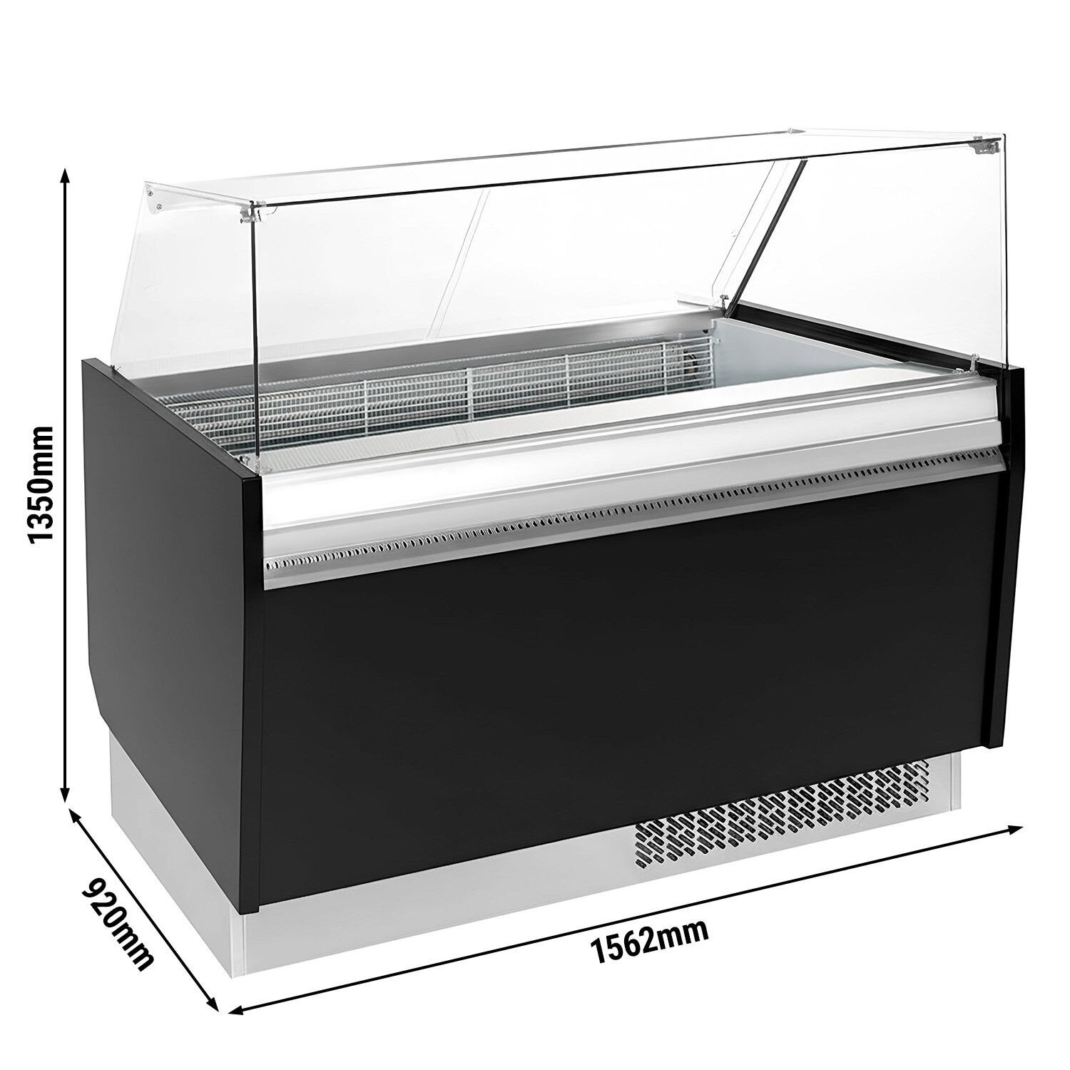 Vitrine à glace LIAM – 1560 mm – refroidissement statique – pour 13+13 bacs à glace de 5 litres – Noir