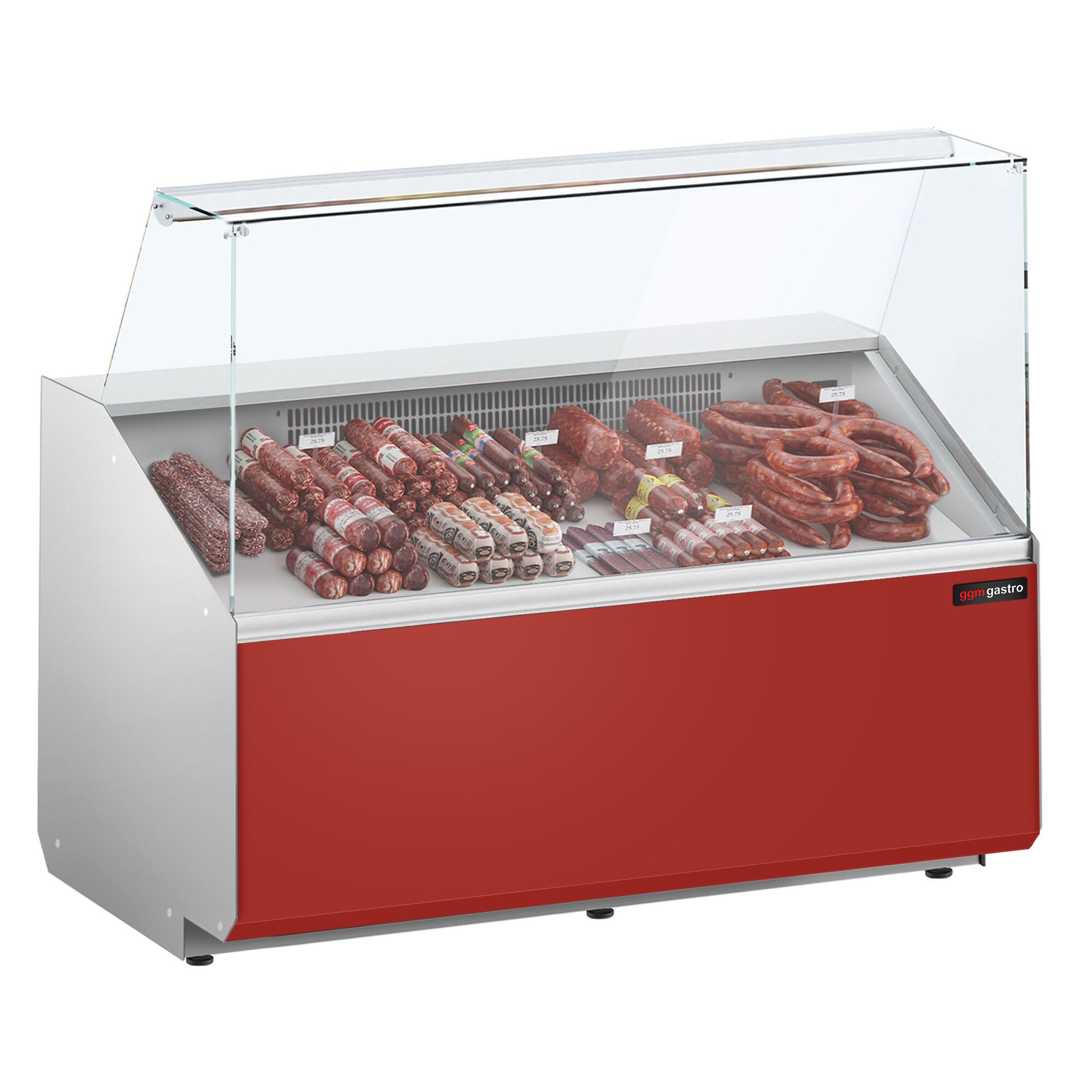 Serve Over Counter - 1256mm - double-glazed glass - capacity 262 litres - front panel red