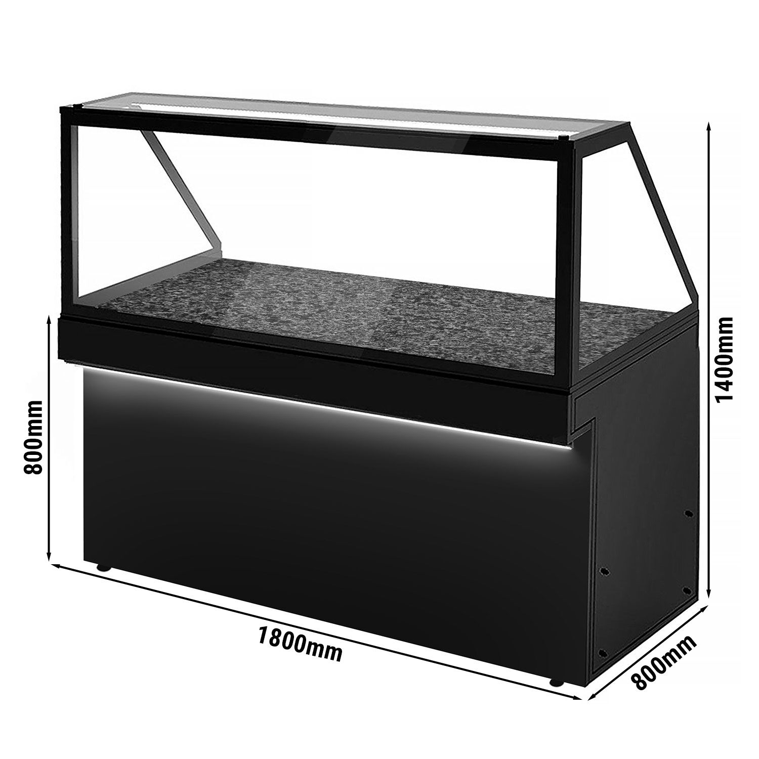 Hot Servery Counter TORONTO - 1800mm - black front - Hot Top