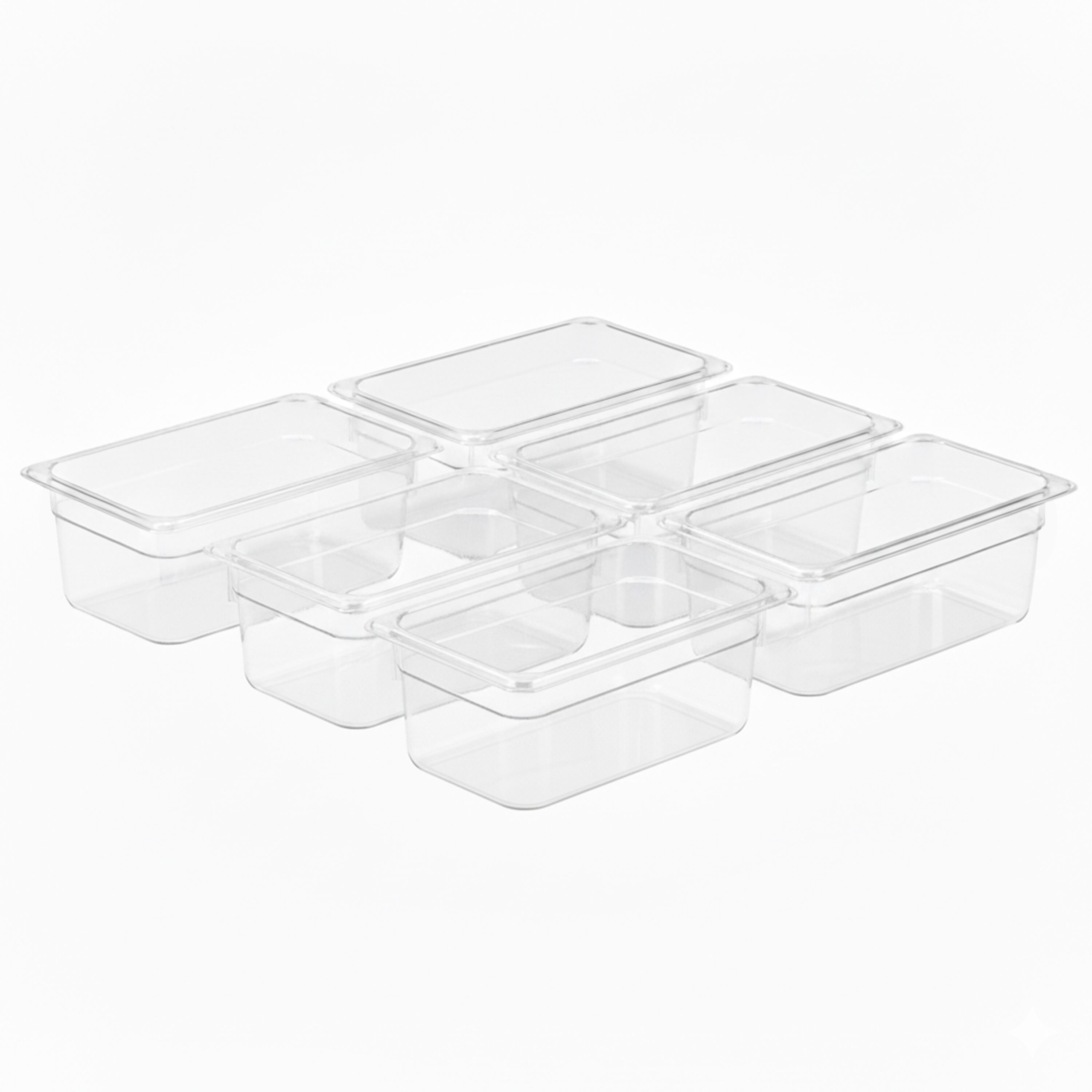(6 pièces) Bac en Polycarbonate GN 1/4 - Transparent - Hauteur : 100 mm