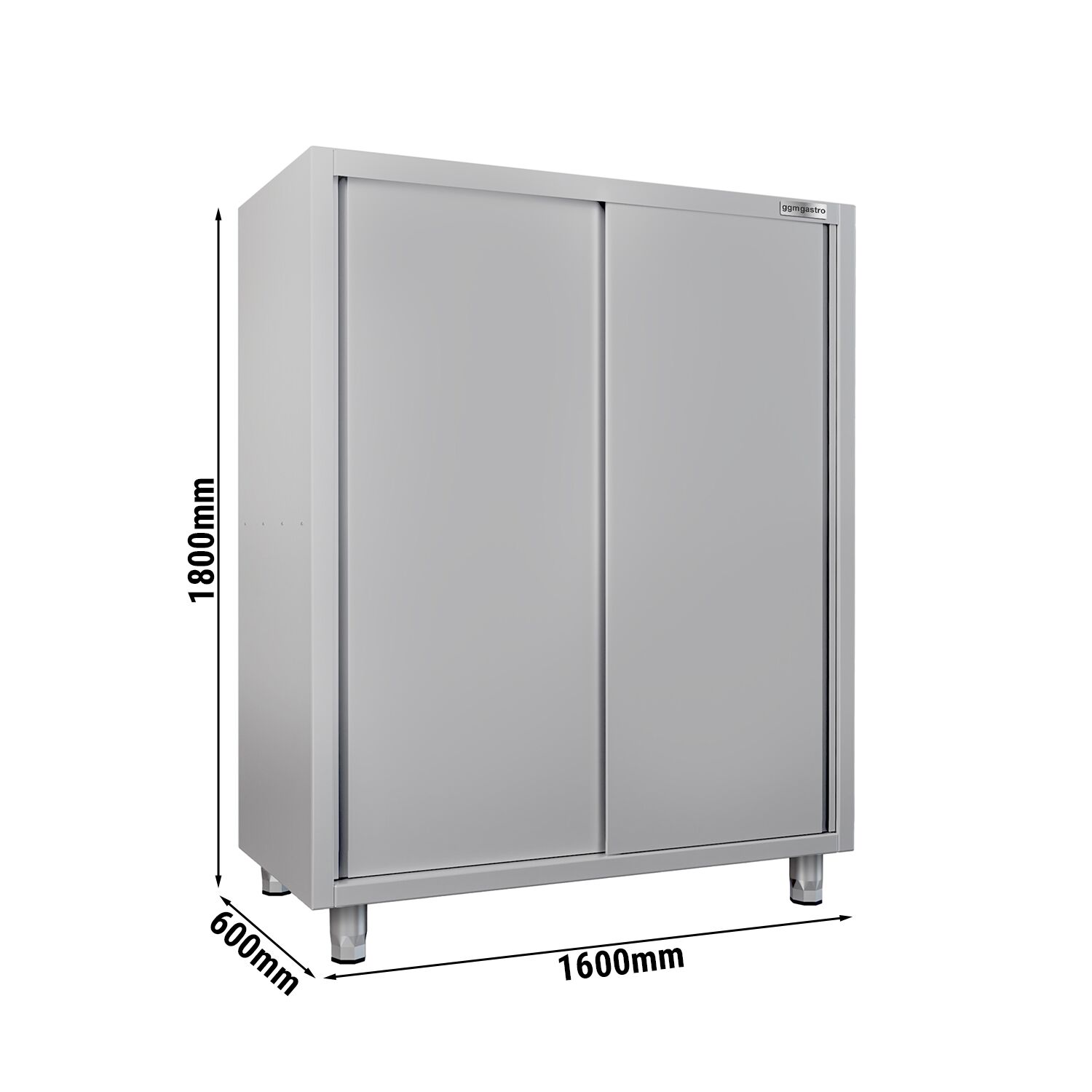 Armoire de travail en inox ECO - 1600x600mm - 2 portes coulissantes - Hauteur: 1800mm