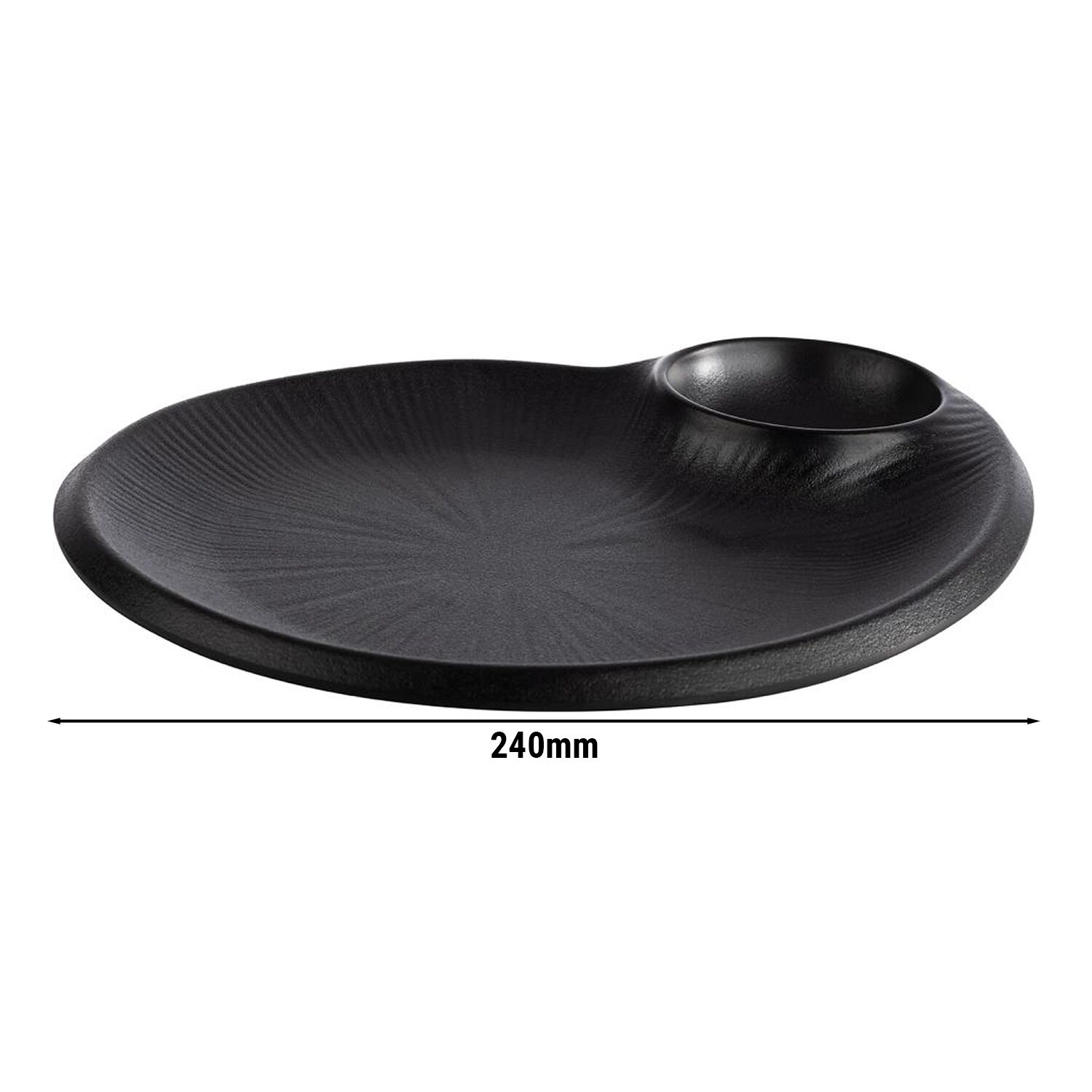 (6 pièces) NERO - Assiette - Mélamine - 240x200 mm - avec Coupelle 40 ml